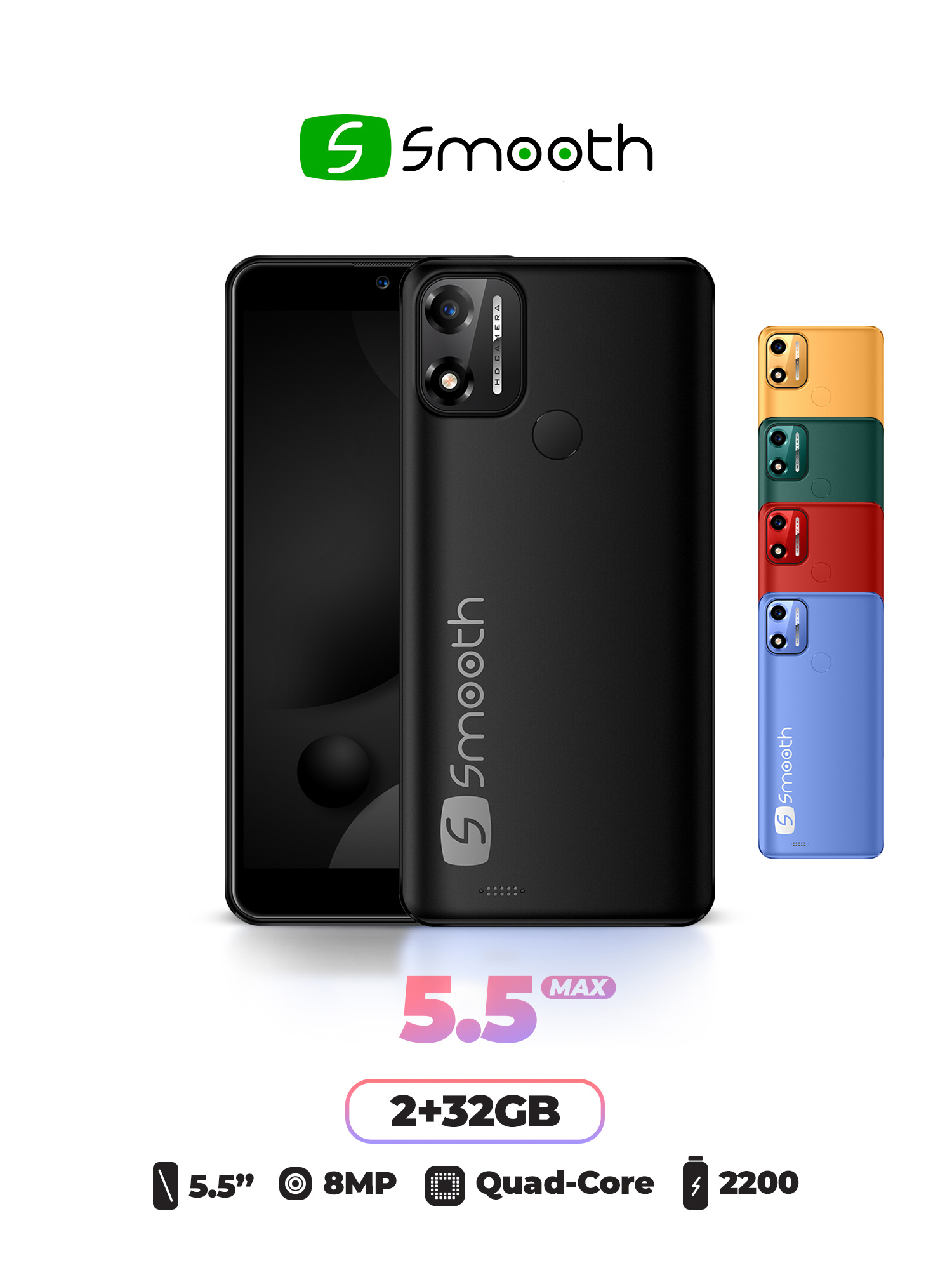 Celular Smooth 5.5 Max 32GB/2GB - Negro