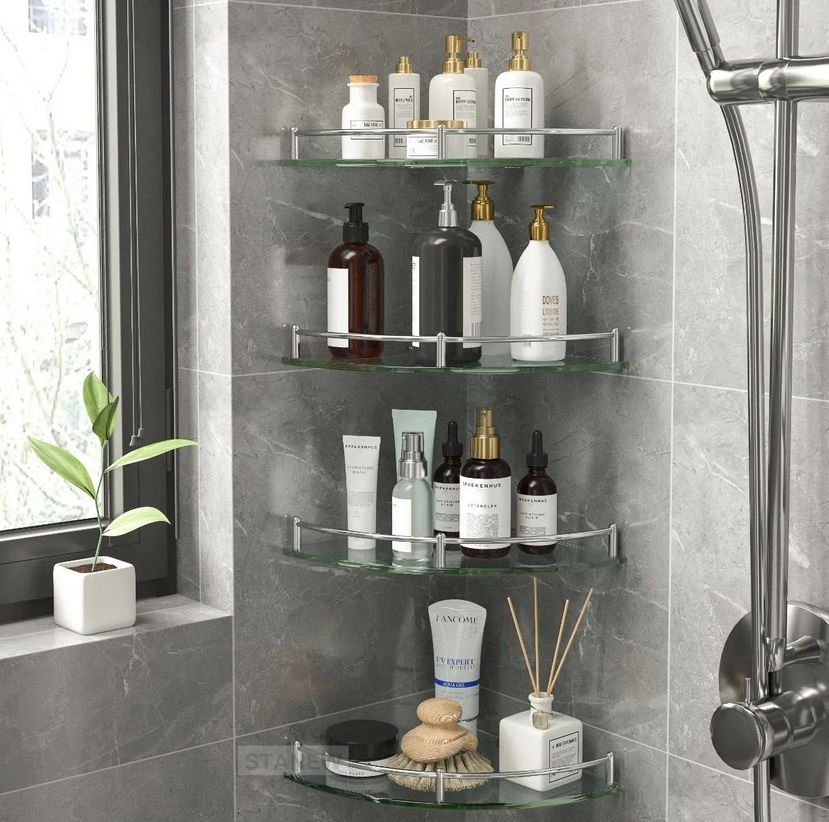 Esatto® Paquete De 4 Repisas Esquineras Vidrio Ac-032