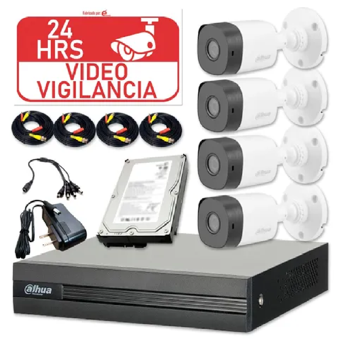 Kit Videovigilancia Dahua 4 Camaras 1mp + Hdd 500gb Frt