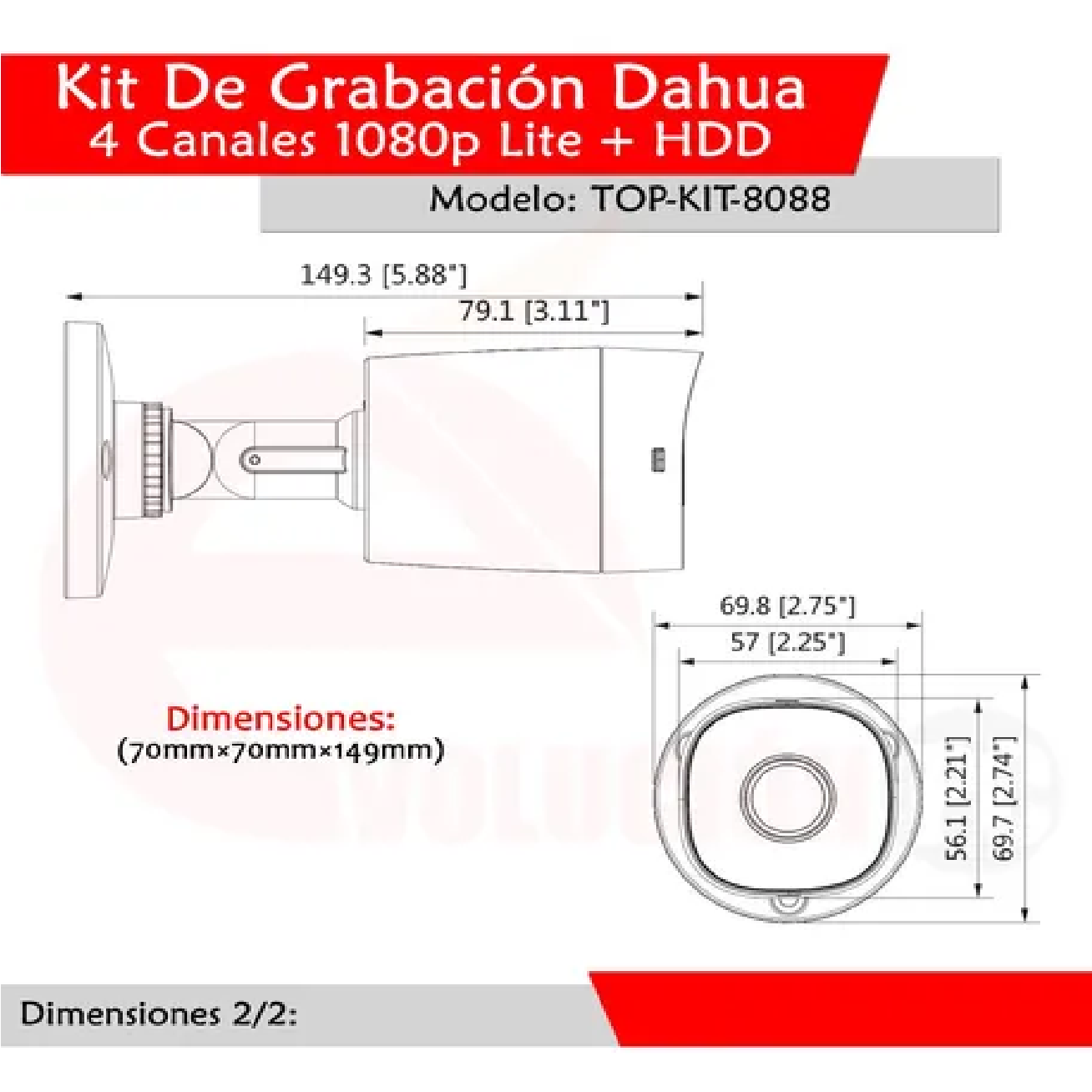 Kit Videovigilancia Dahua 4 Camaras 1mp + Hdd 500gb Frt