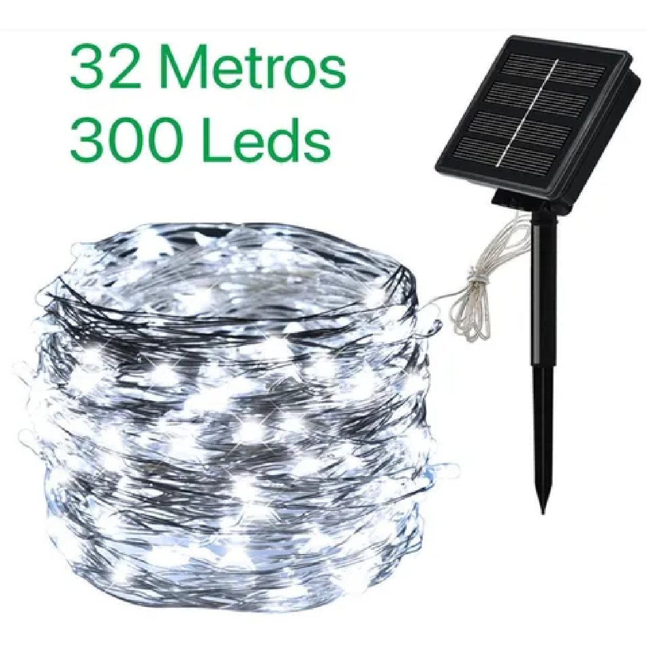 32 M Luces De Luz Solar Led Para Decoración Navideña 300leds Blanco Frio