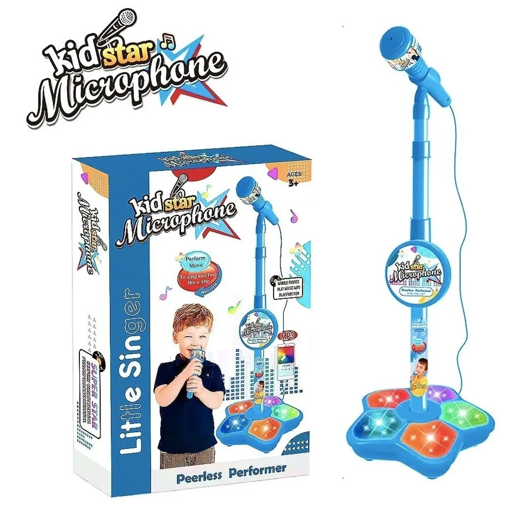 Micrófono Juguete Con Base Bocina Luces Infantil Karaoke