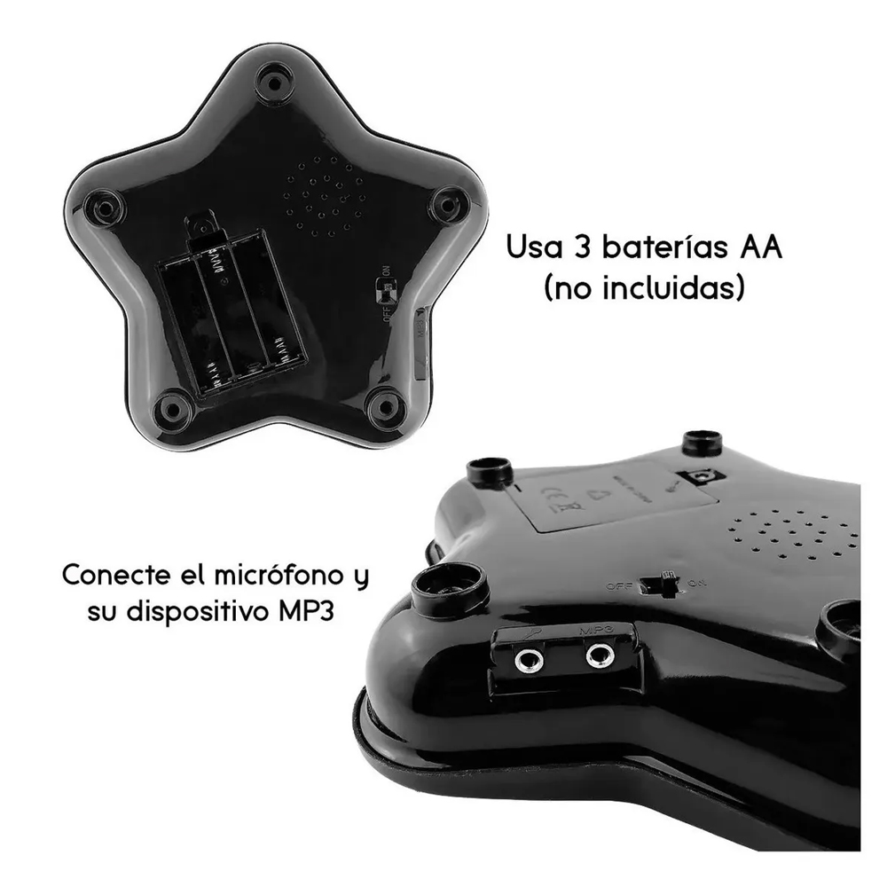 Micrófono Juguete Con Base Bocina Luces Infantil Karaoke