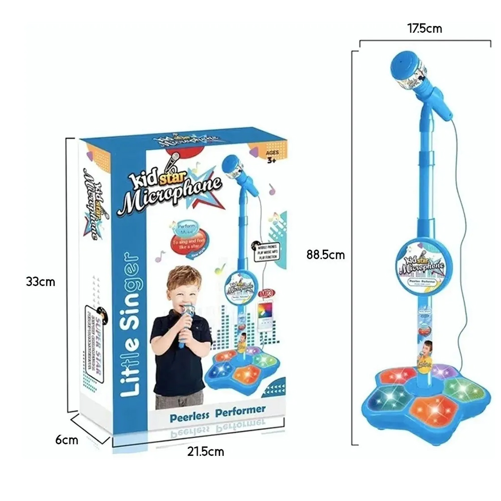 Micrófono Juguete Con Base Bocina Luces Infantil Karaoke