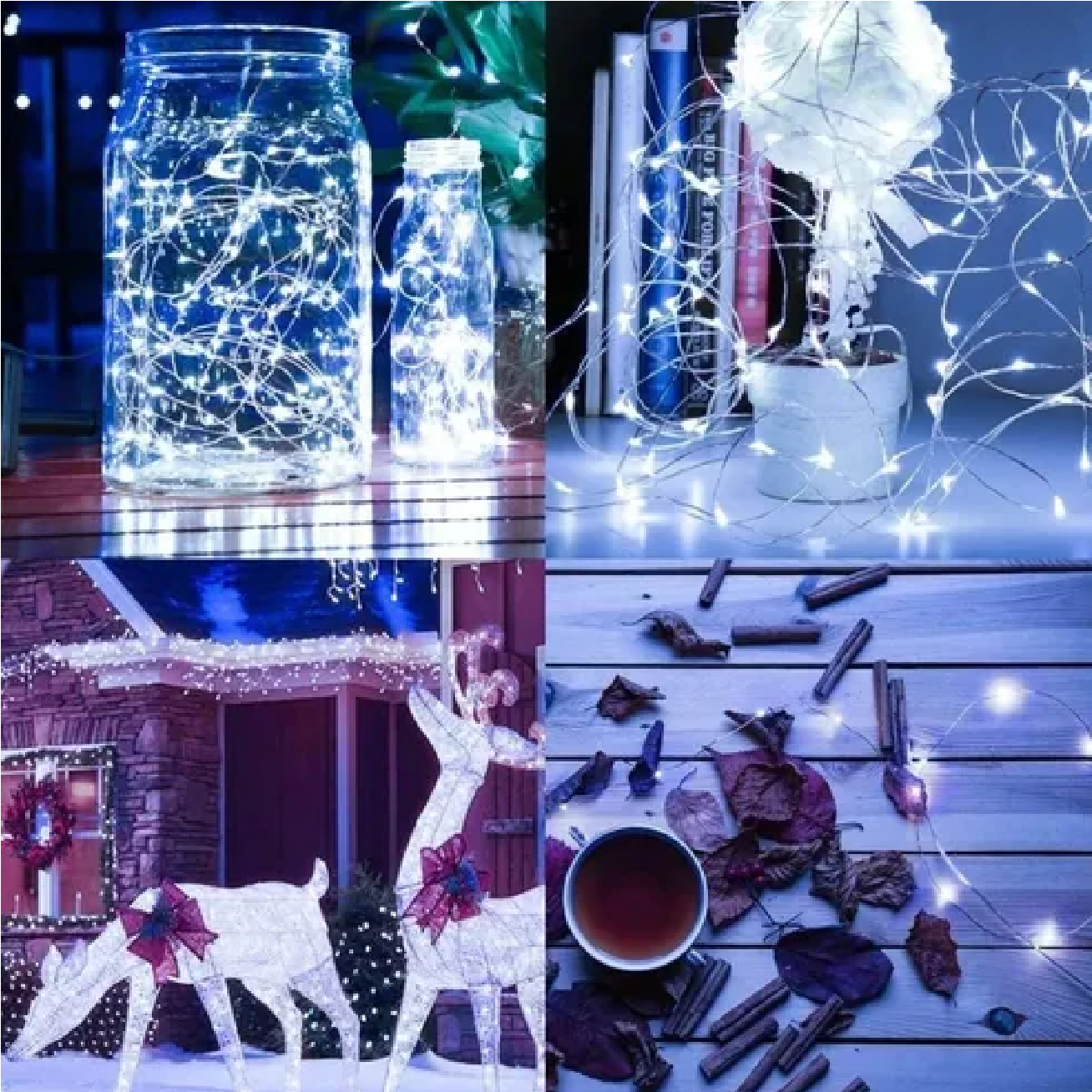 32 M Luces De Luz Solar Led Para Decoración Navideña 300leds Blanco Frio