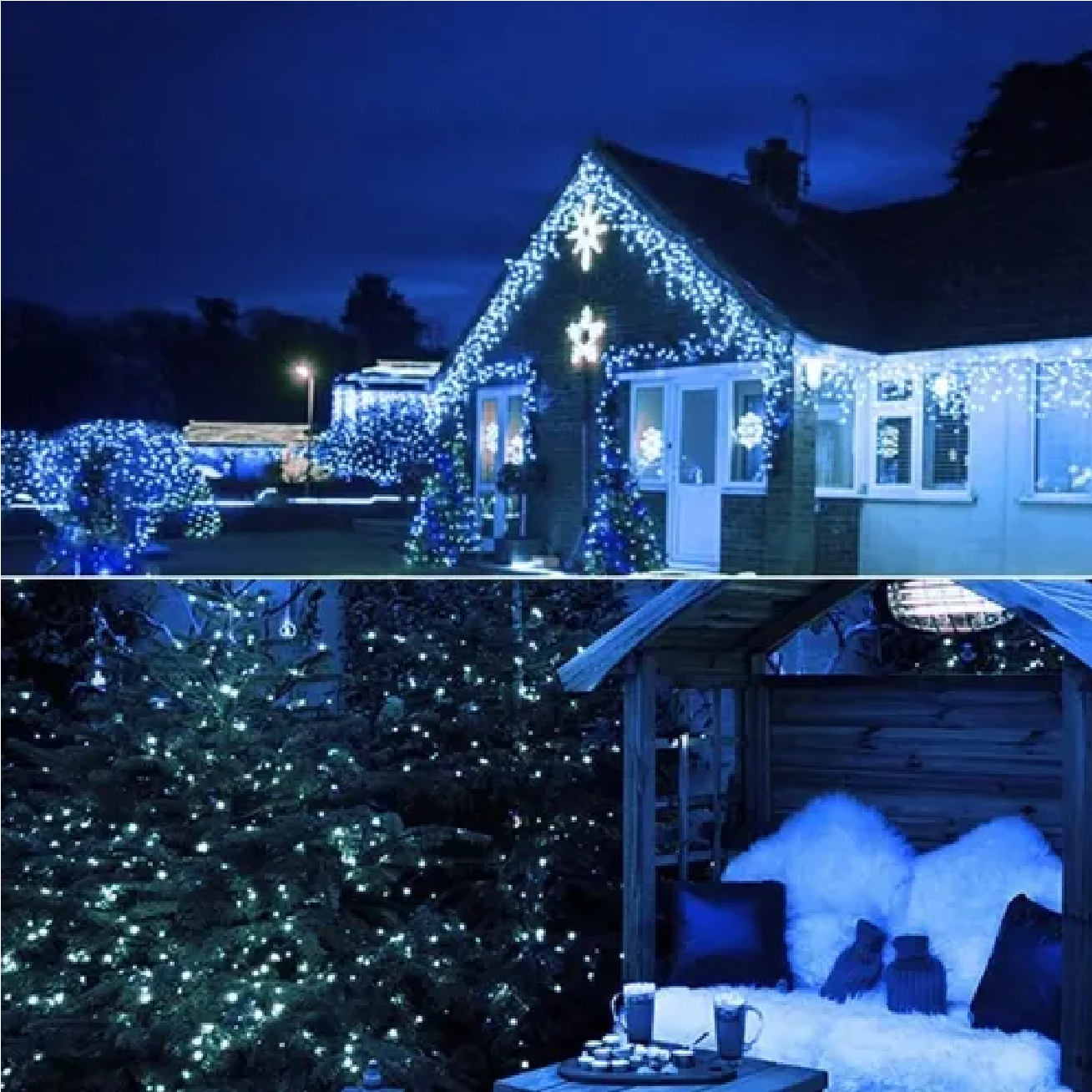 32 M Luces De Luz Solar Led Para Decoración Navideña 300leds Blanco Frio