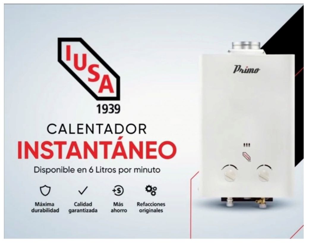 Calentador IUSA instantaneo Primo 6 litros gas LP 1 servicio