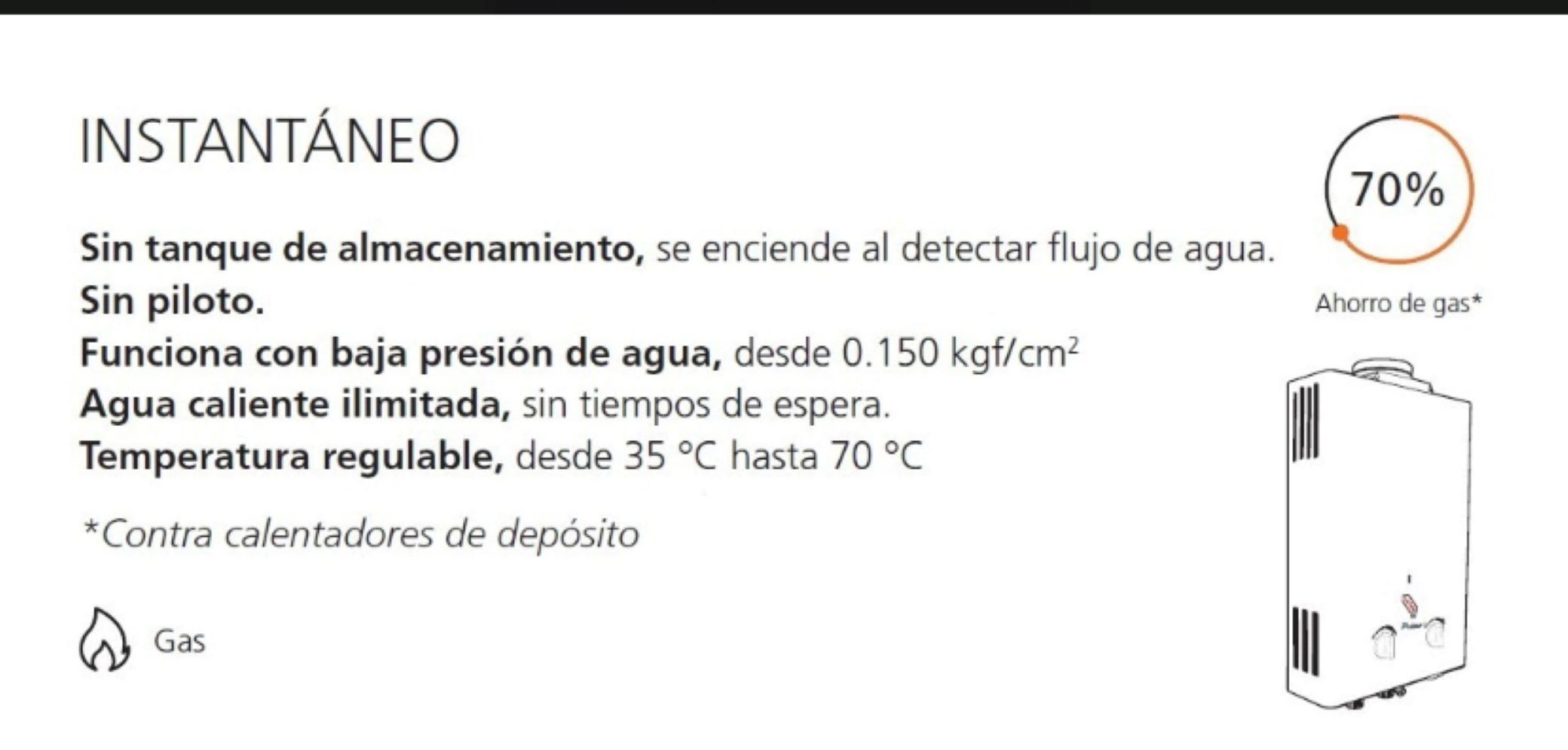 Calentador IUSA instantaneo Primo 6 litros gas LP 1 servicio