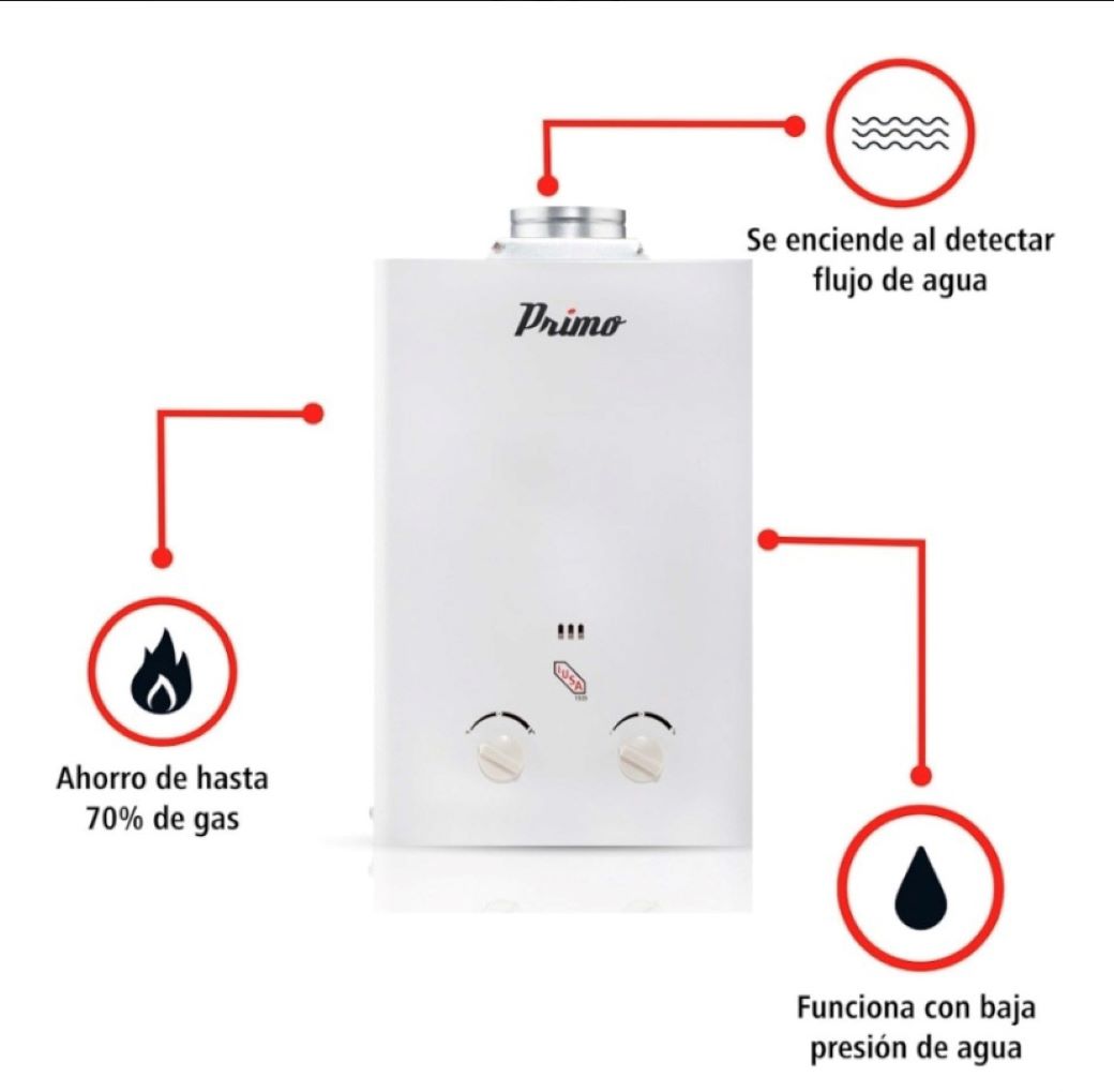 Calentador IUSA instantaneo Primo 6 litros gas LP 1 servicio