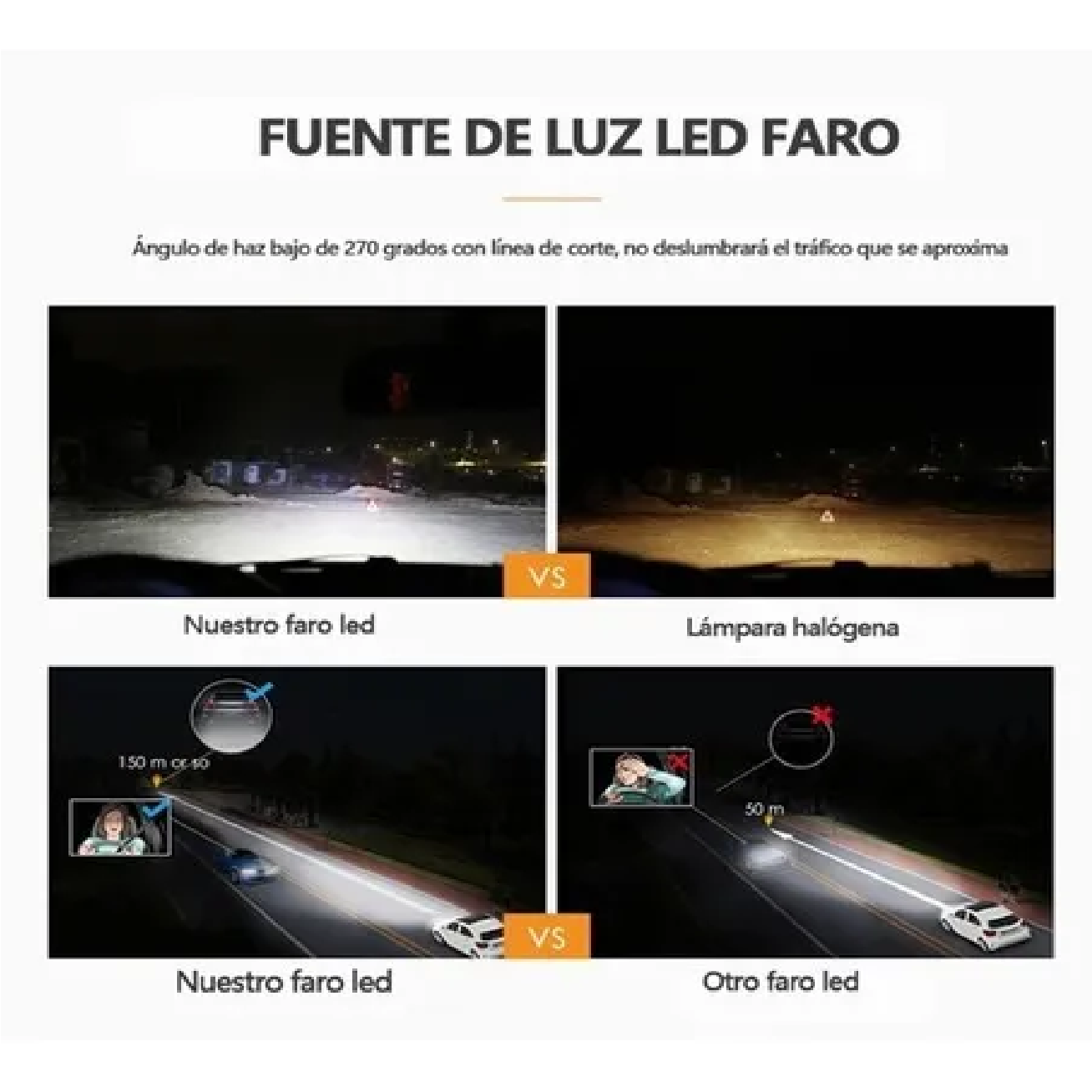 Kit De Faros Delanteros De 4 Lados 9007