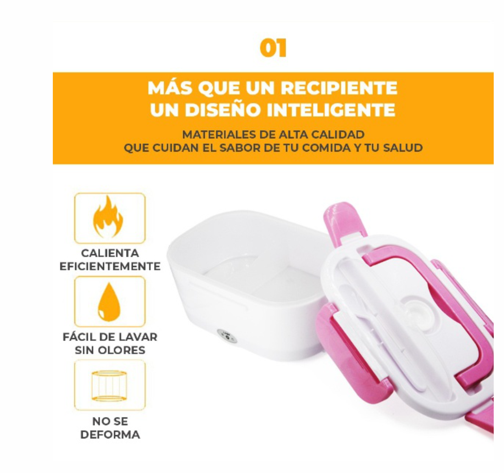 Lonchera Portátil eléctrica no se deforma, térmica con división fácil de limpiar