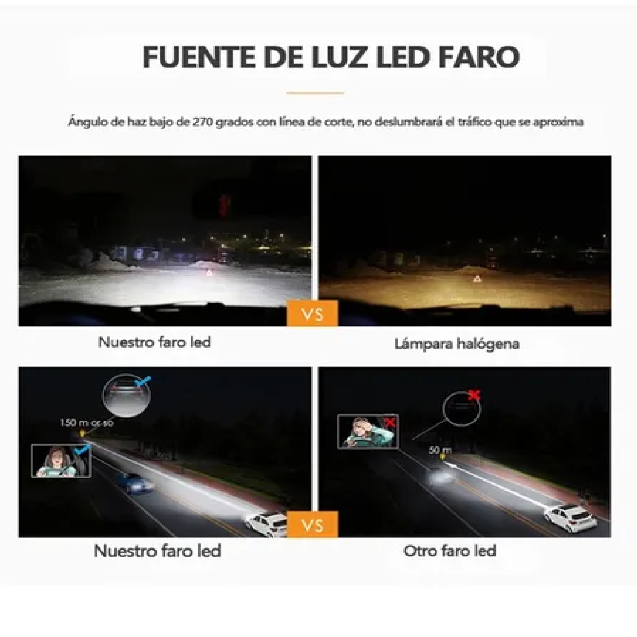 Kit De Faros Delanteros De 4 Lados H4