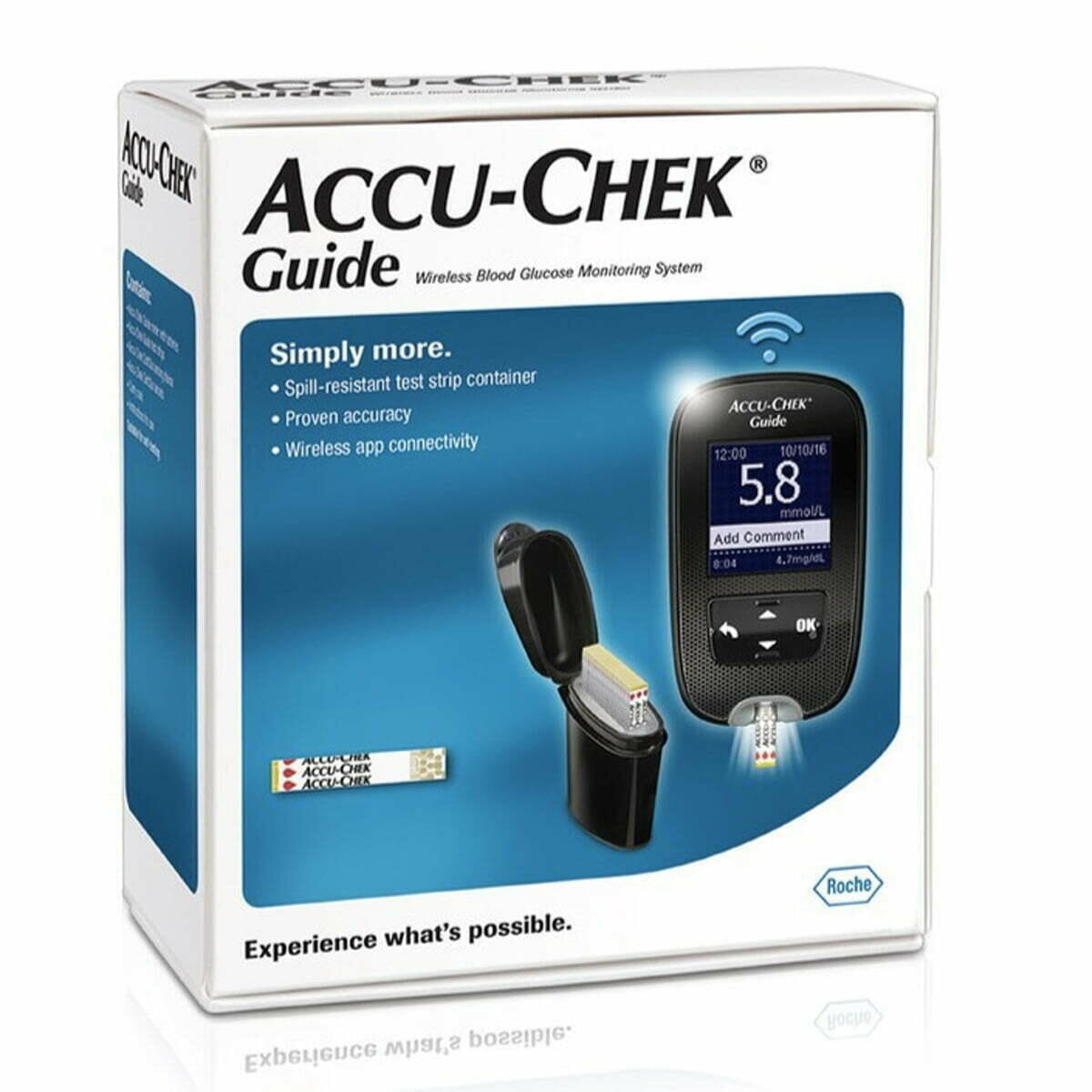 GLUCOMETRO ACCU CHEK GUIDE con 10 tiras y 10 lancetas