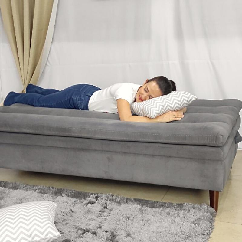 Sofá Cama Matrimonial Gris Moderno Cómodo