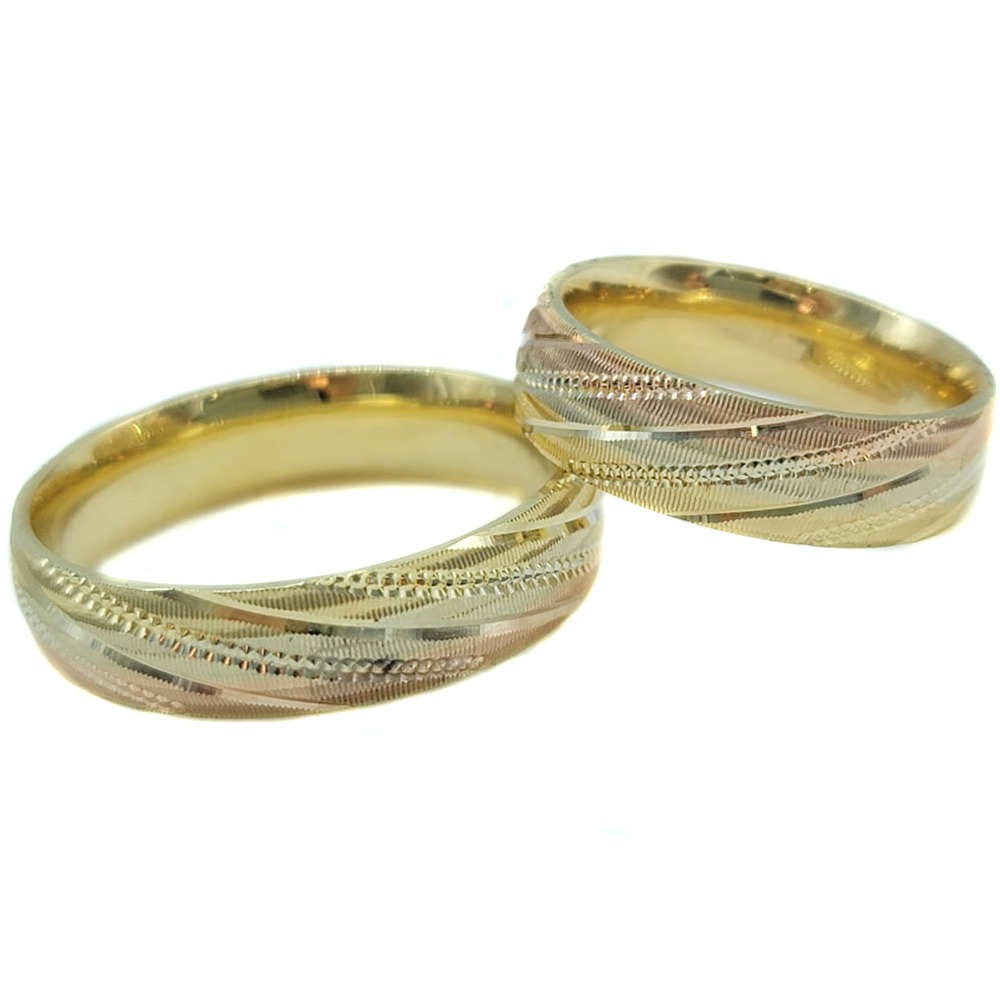 Par De Argollas Oro 14k Con Grabado Laser Florentino