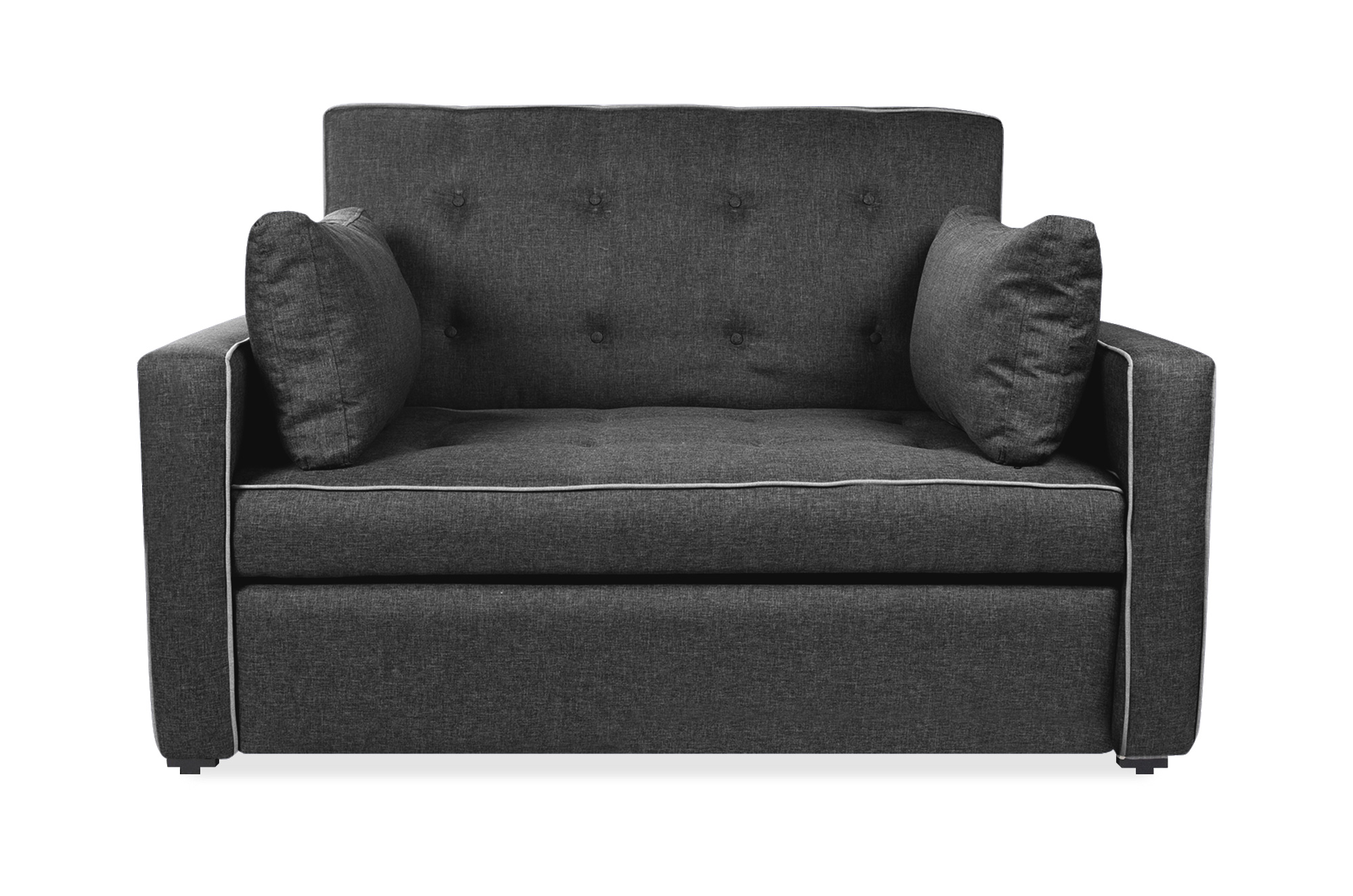 Bianca Sofá Cama Love Seat Makora Gris Oxford convertible en cama con mecanismo. El envío cubre un 80% del Territorio Nacional