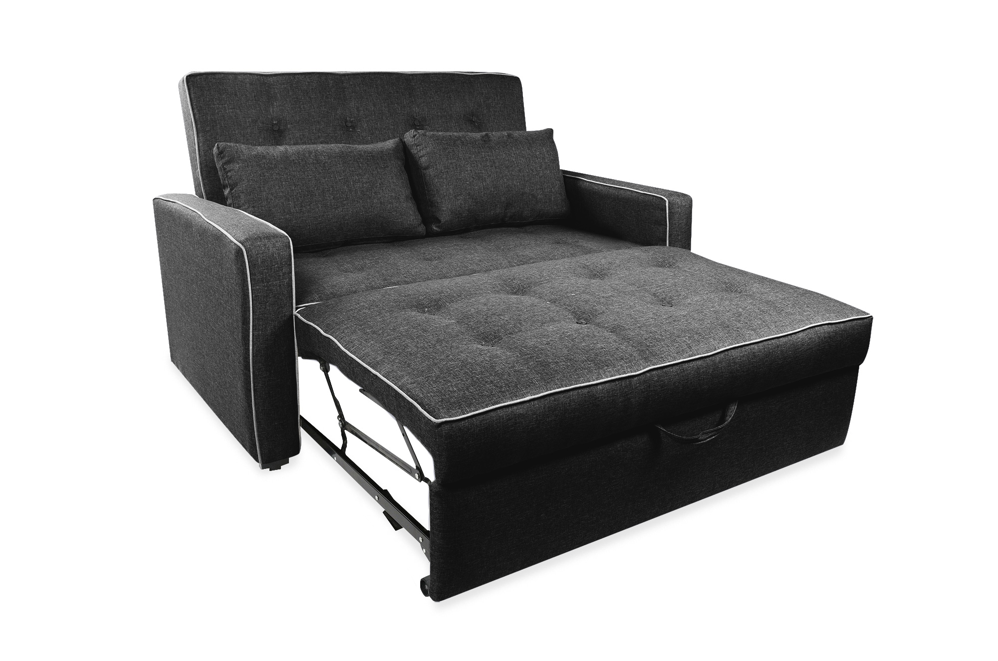 Bianca Sofá Cama Love Seat Makora Gris Oxford convertible en cama con mecanismo. El envío cubre un 80% del Territorio Nacional