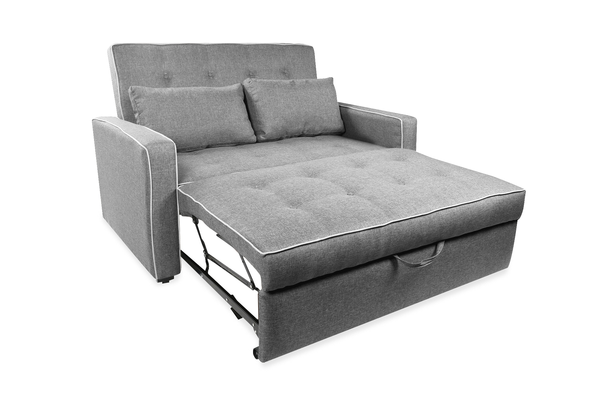 Bianca Sofá Cama Love Seat Makora Gris Claro convertible en cama con mecanismo. El envío cubre un 80% del Territorio Nacional