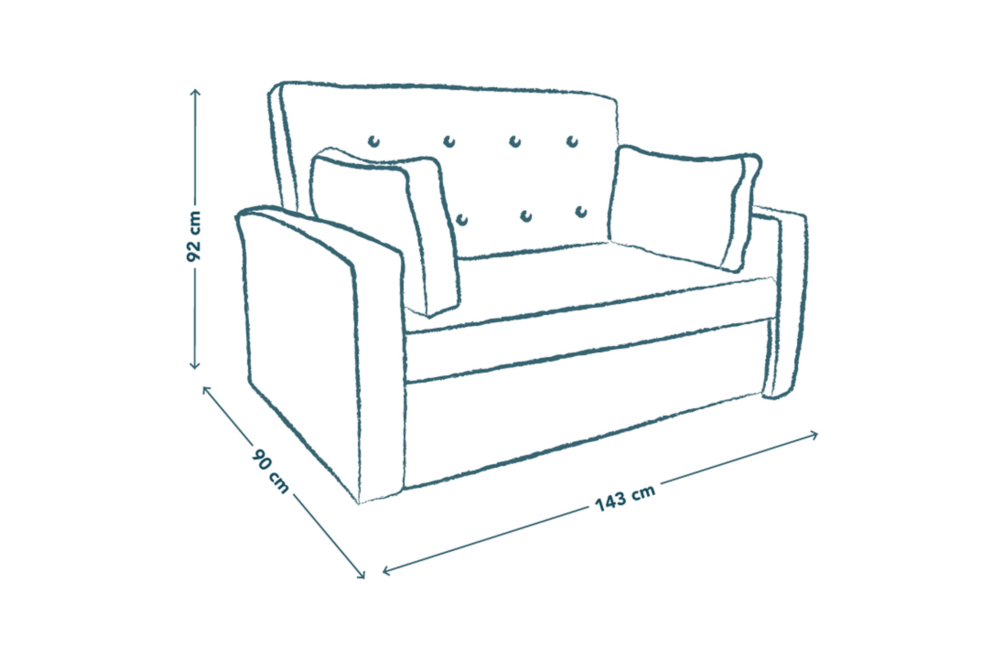 Bianca Sofá Cama Love Seat Makora Gris Claro convertible en cama con mecanismo. El envío cubre un 80% del Territorio Nacional