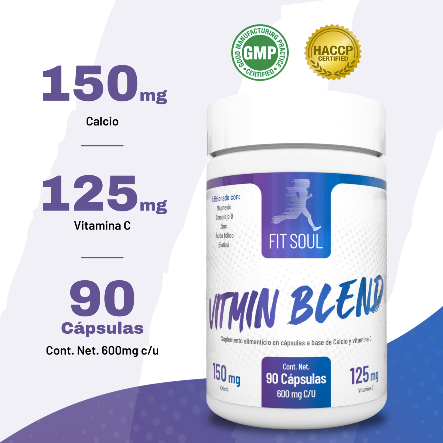 Fit Soul Vitmin Blend Multivitaminas Vitaminas 90 cápsulas Impulso Inmunológico