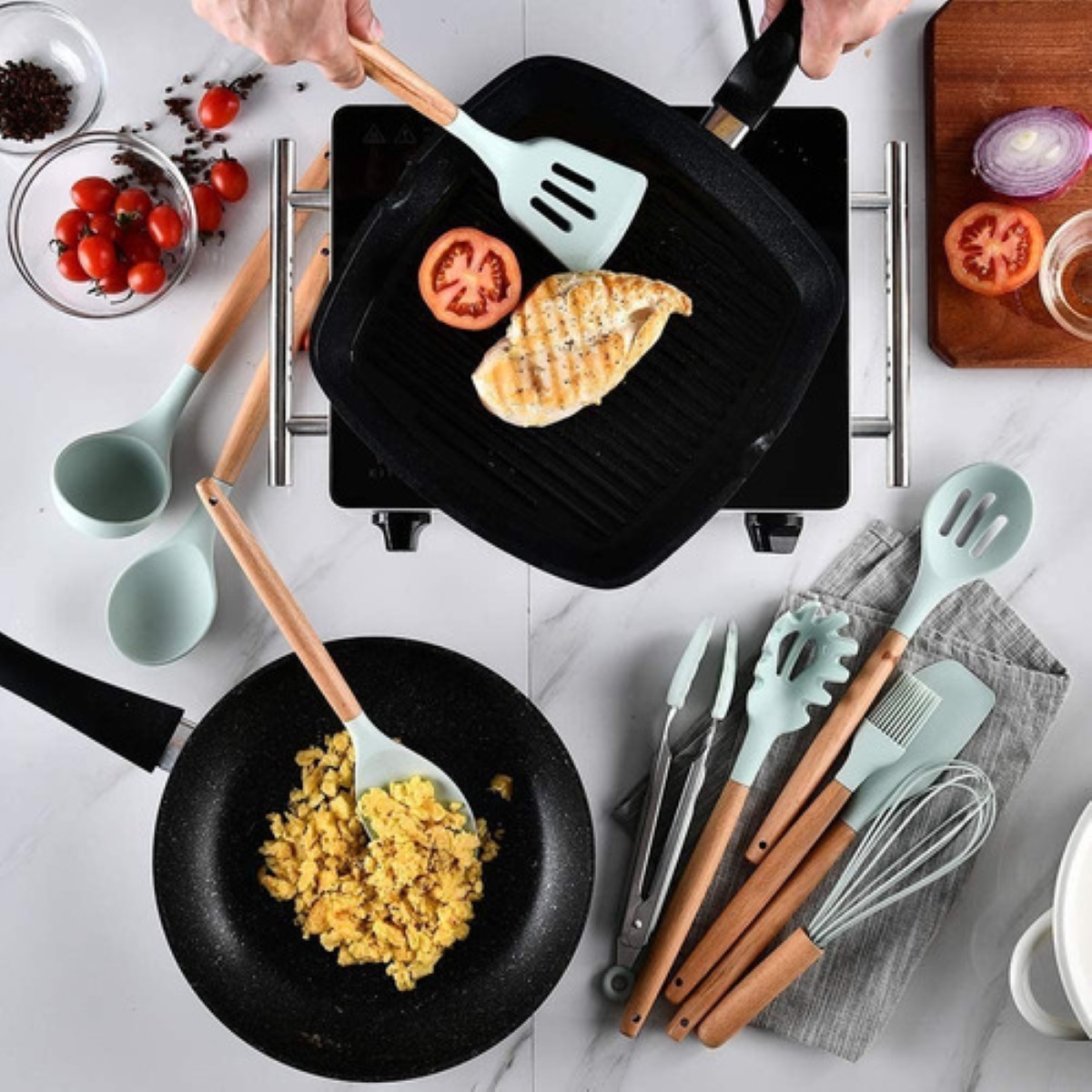 Utencilios de Silicona para Cocina 11pz Verde