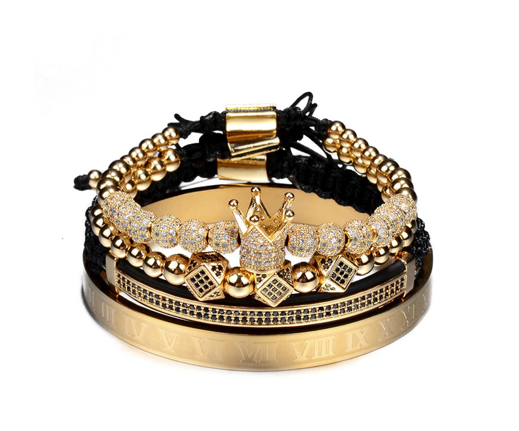 Pulsera Hombre Mujer Corona Romana 4 Pulsera Dorada