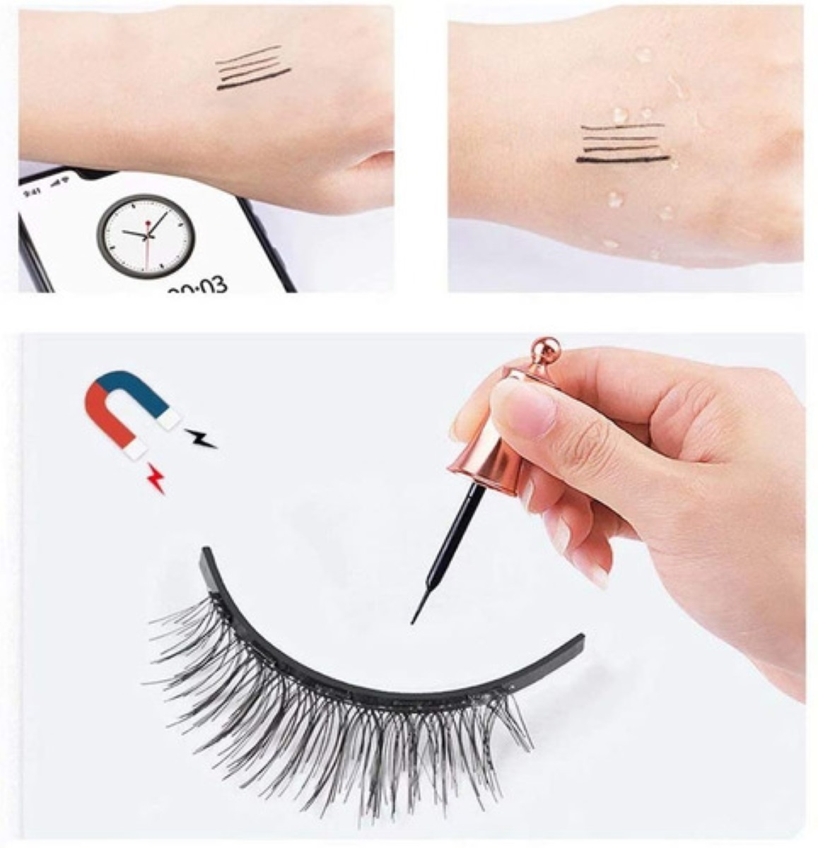 Pestañas Magneticas con Delineador de Ojos 5 Pares