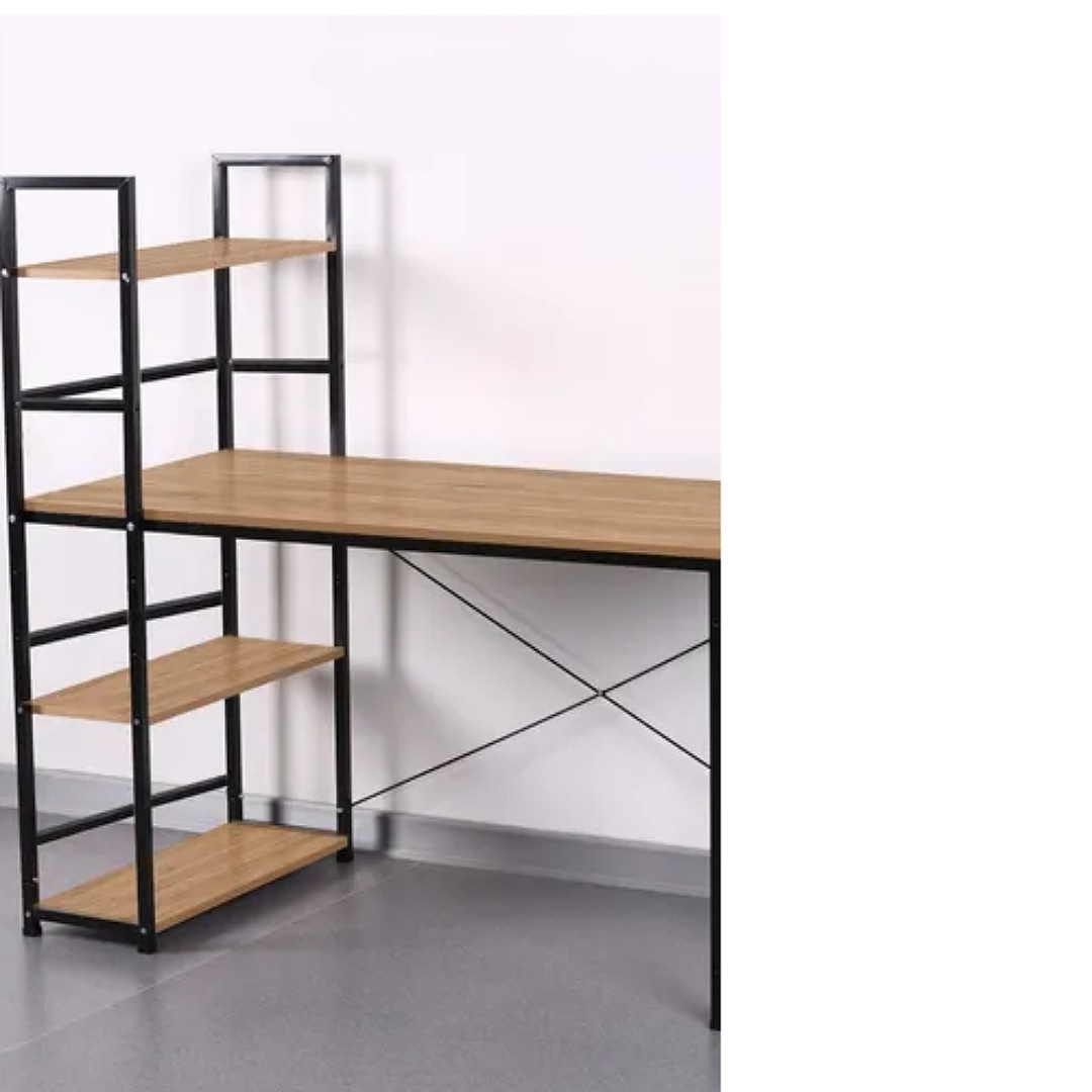 Escritorio Minimalista Moderno De Madera Metal Repisas
