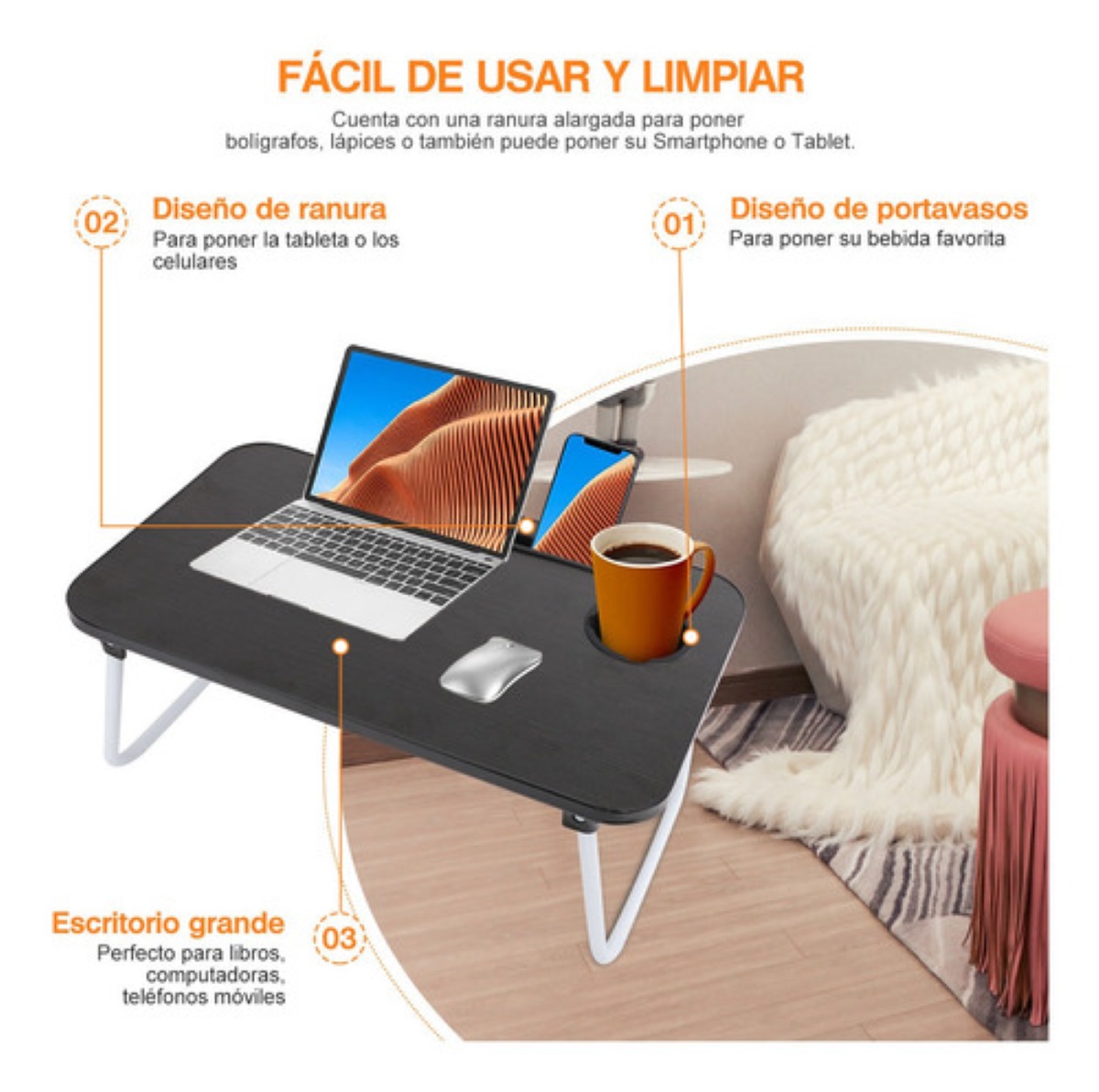 Mesa Plegable Para Laptop Malubero Portátil Soporte De Madera