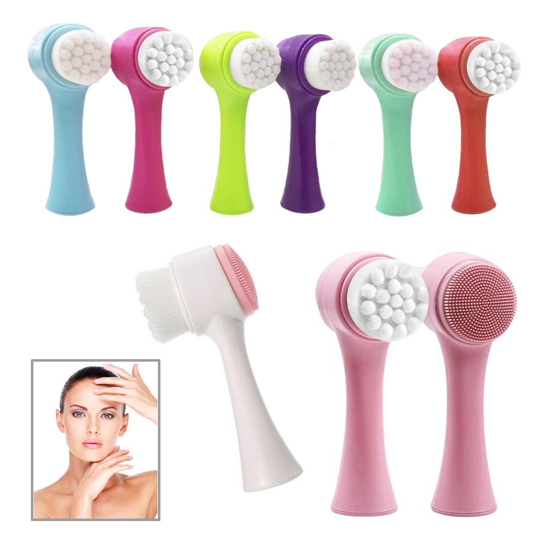 Cepillo Limpieza Facial Doble Cara Manual Exfoliante