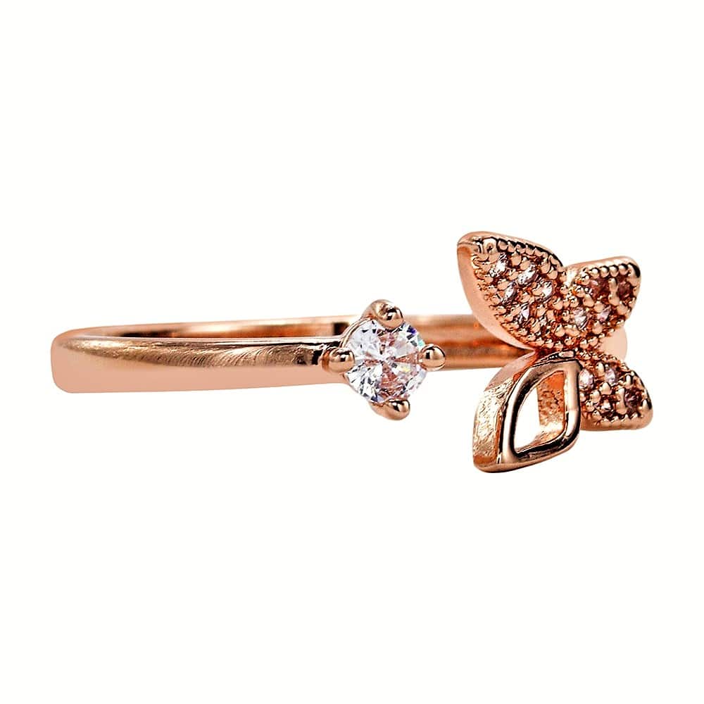 Anillo Mariposa ADELSTEN en Chapa de Oro Rosa Ajustable y SWAROVSKI ELEMENTS INCLUYE DE REGALO ARETES DIAMOND Y CAJA PARA REGALO
