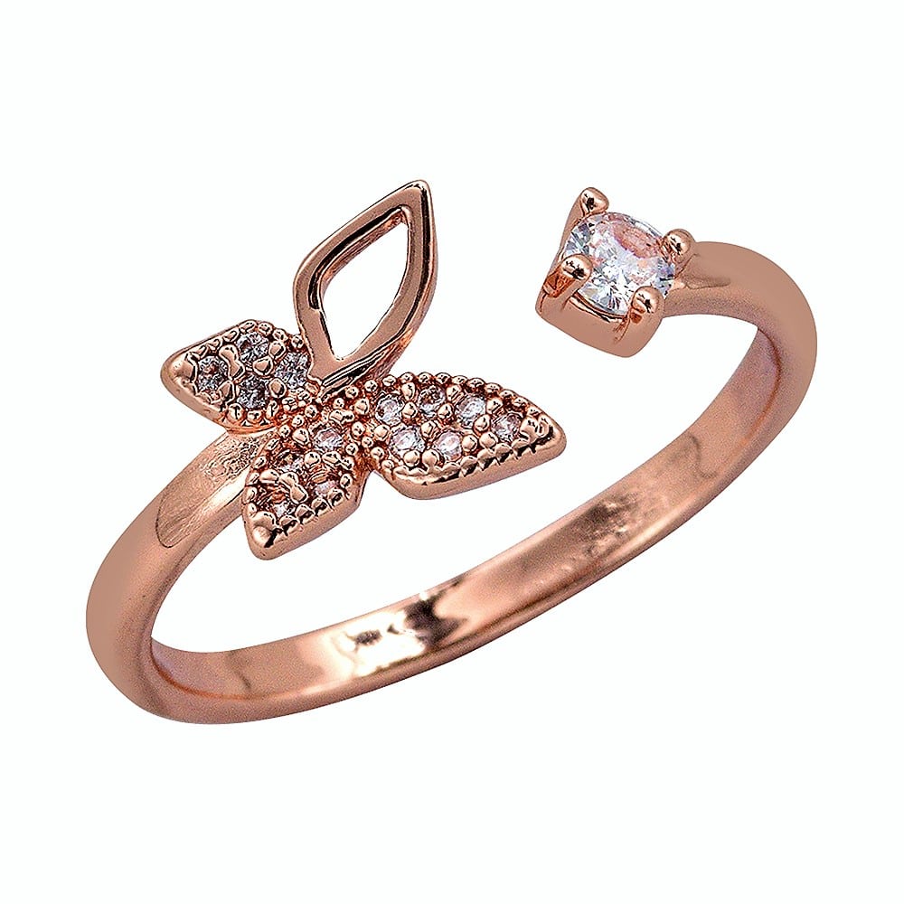 Anillo Mariposa ADELSTEN en Chapa de Oro Rosa Ajustable y SWAROVSKI ELEMENTS INCLUYE DE REGALO ARETES DIAMOND Y CAJA PARA REGALO