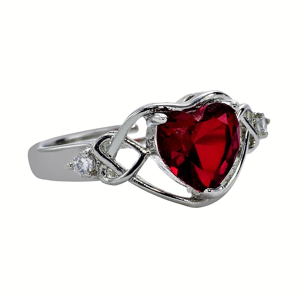 Anillo ADELSTEN Corazón Rojo en Chapa de Rodio Ajustable SWAROVSKI ELEMENTS INCLUYE DE REGALO ARETES DIAMOND Y CAJA PARA REGALO