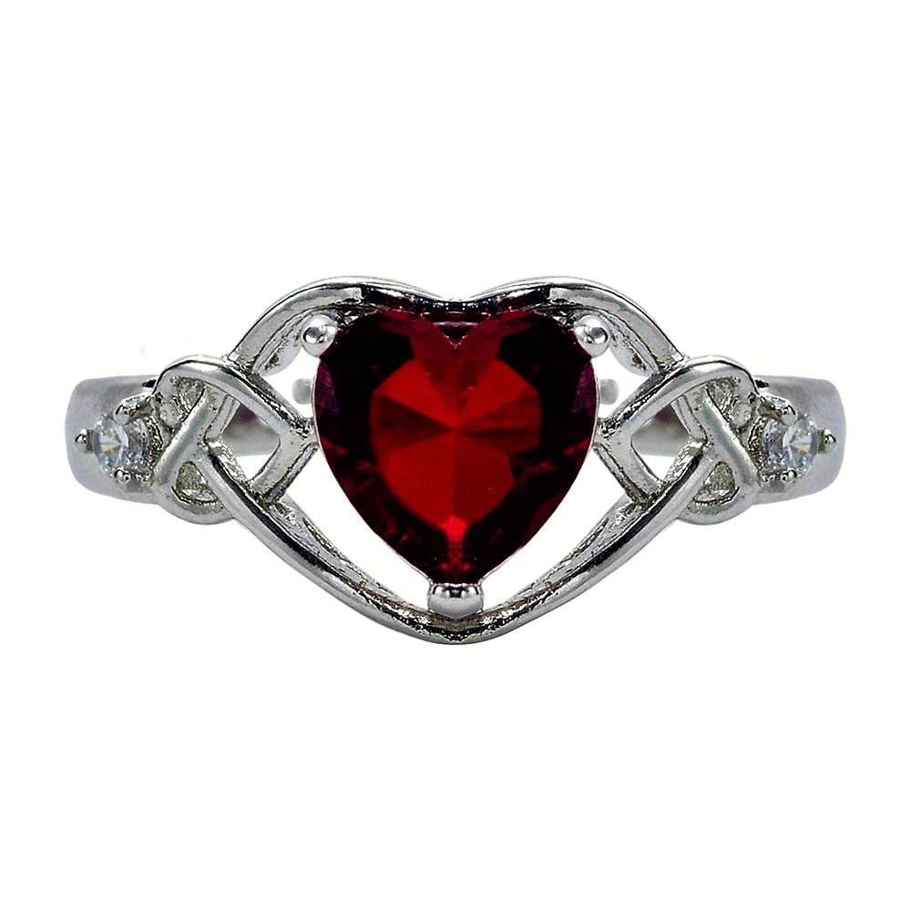 Anillo ADELSTEN Corazón Rojo en Chapa de Rodio Ajustable SWAROVSKI ELEMENTS INCLUYE DE REGALO ARETES DIAMOND Y CAJA PARA REGALO