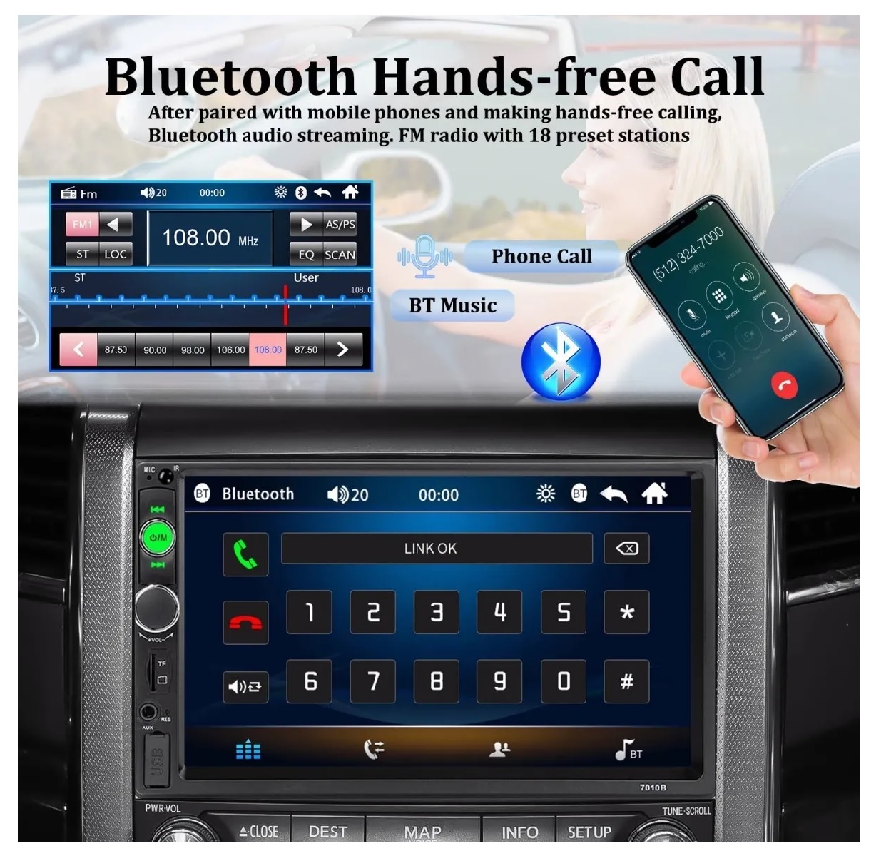 Autoestereo Con Pantalla 7 Pulgada 2 Din Y 12 Led Camara