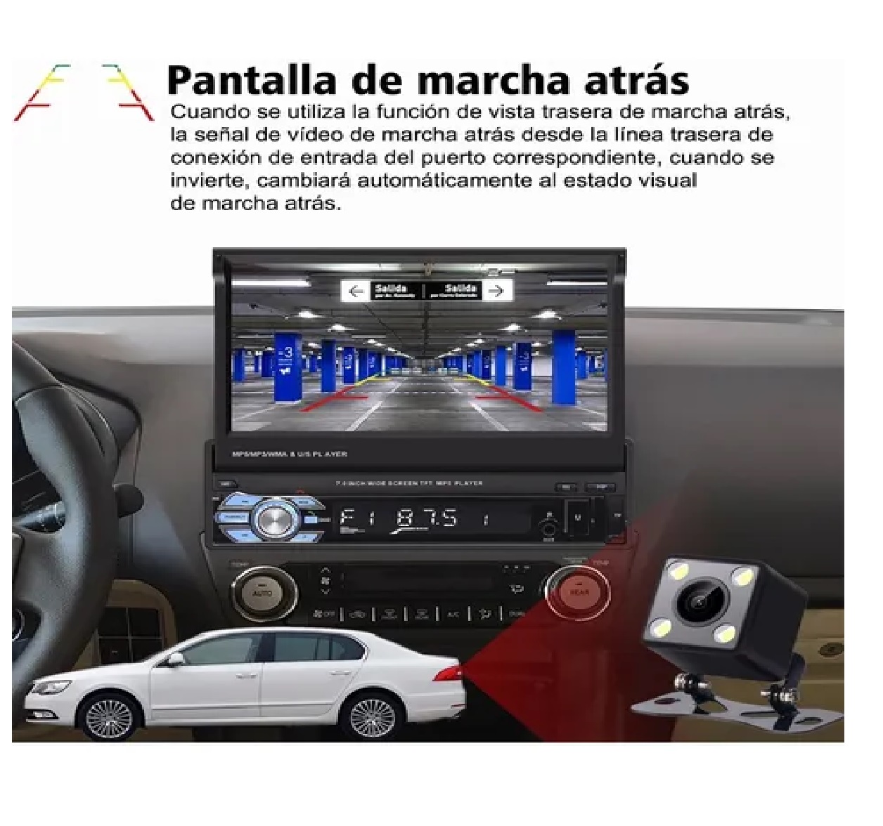 Autoestéreo Pantalla 1din Retráctil Hd Estéreo 7 In