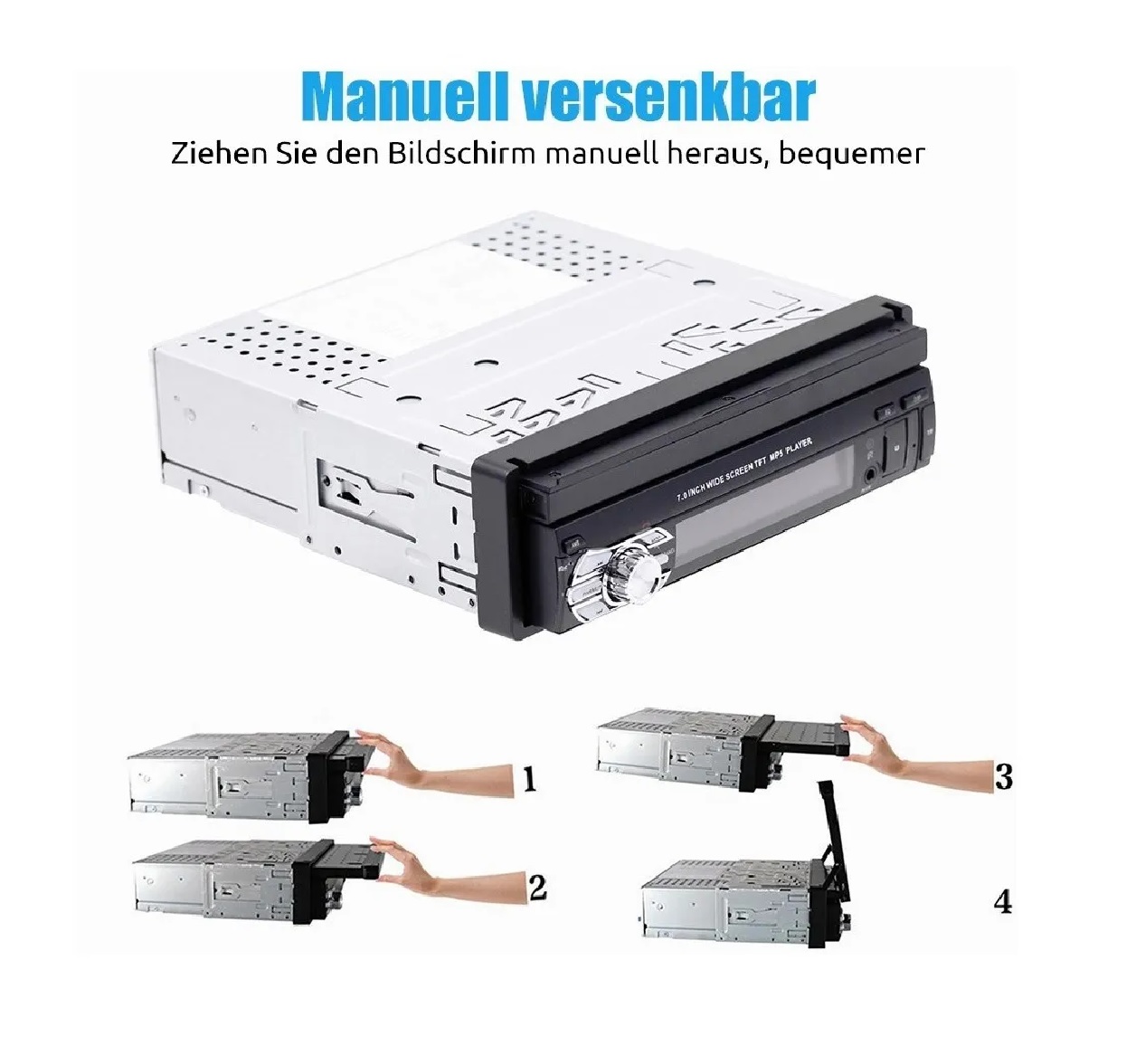 Autoestéreo Pantalla 1din Retráctil Hd Estéreo 7 In