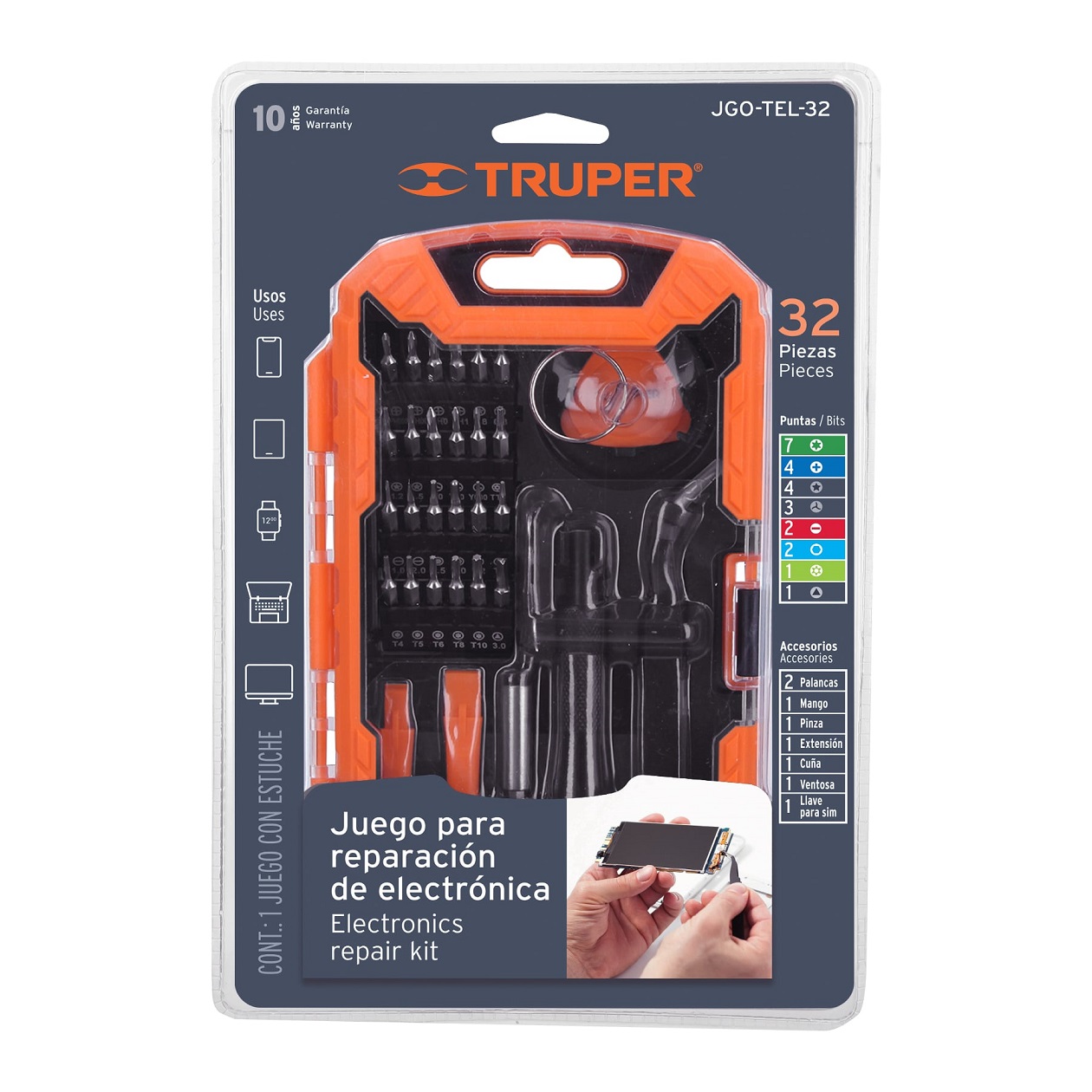 Juego para reparacion de Celulares y mas dispositivos smartphone kit set Electronica JGO-TEL-32 Truper