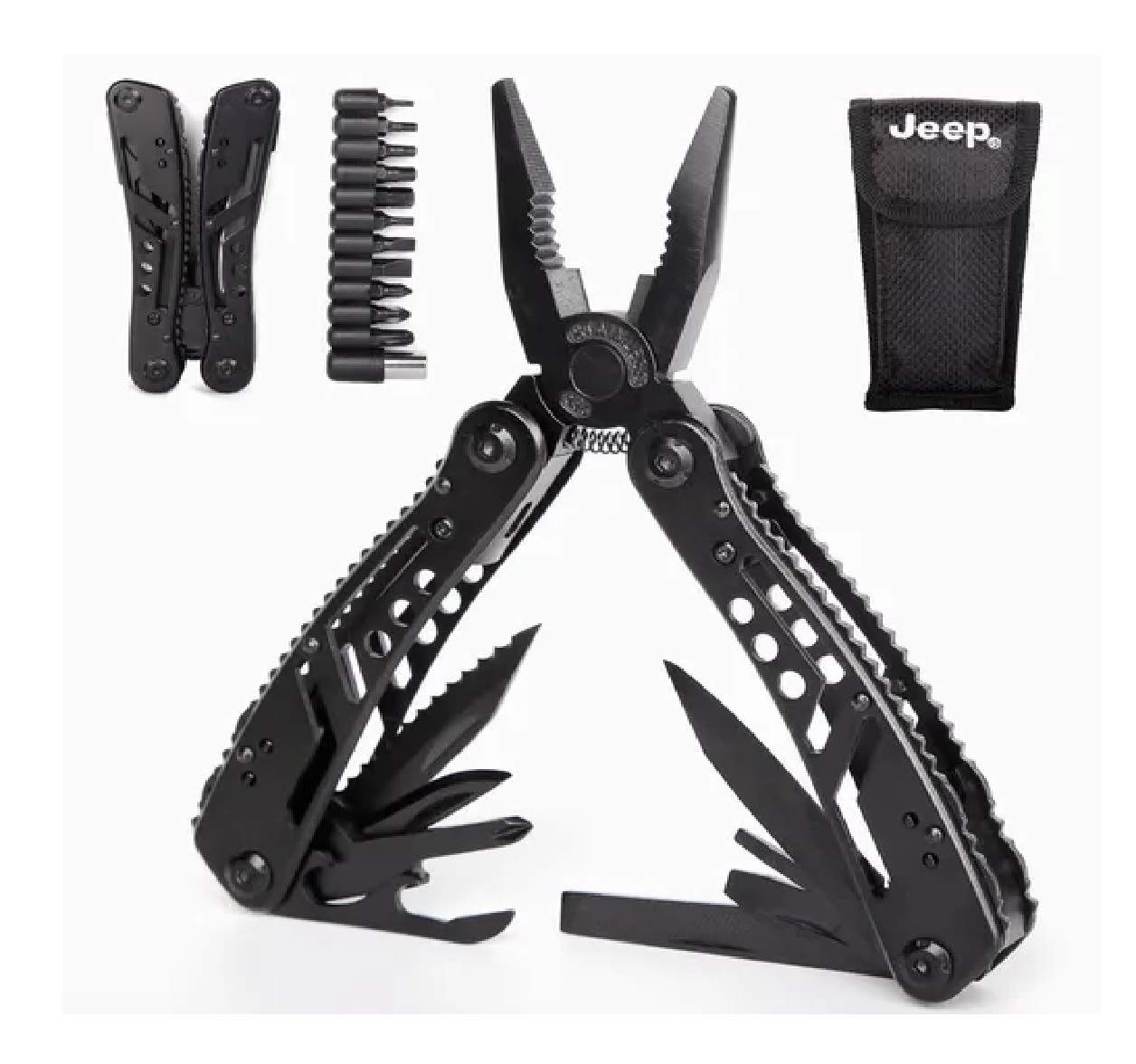Alicate Cuchillo Navajas Multifuncional Para Camping Funda Negro