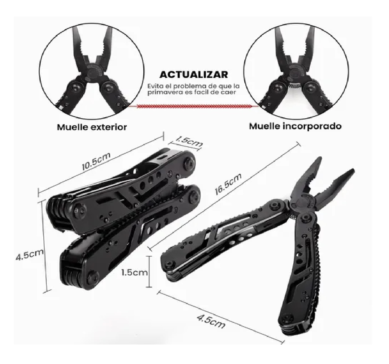 Alicate Cuchillo Navajas Multifuncional Para Camping Funda Negro
