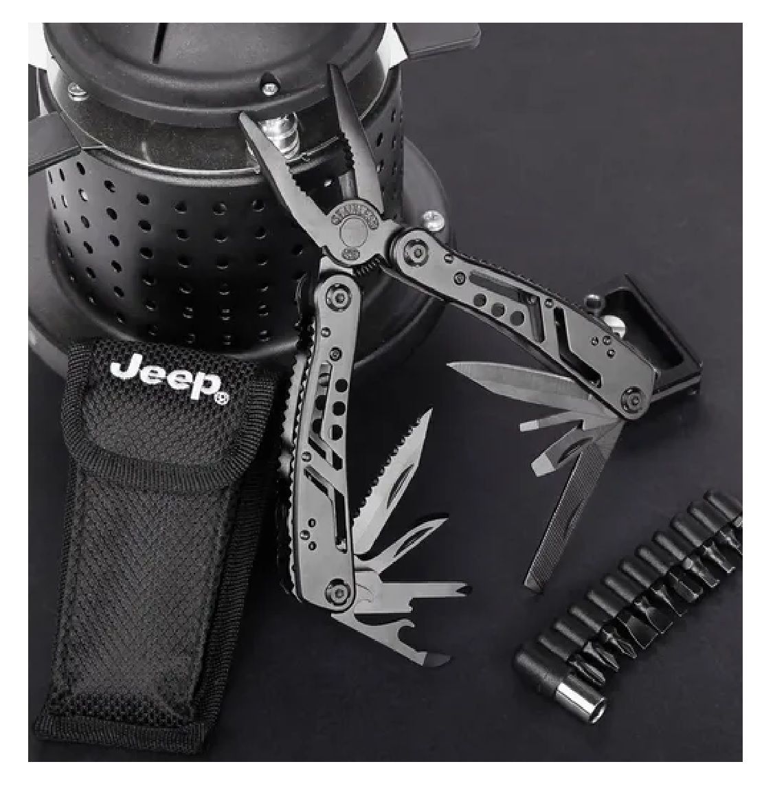 Alicate Cuchillo Navajas Multifuncional Para Camping Funda Negro