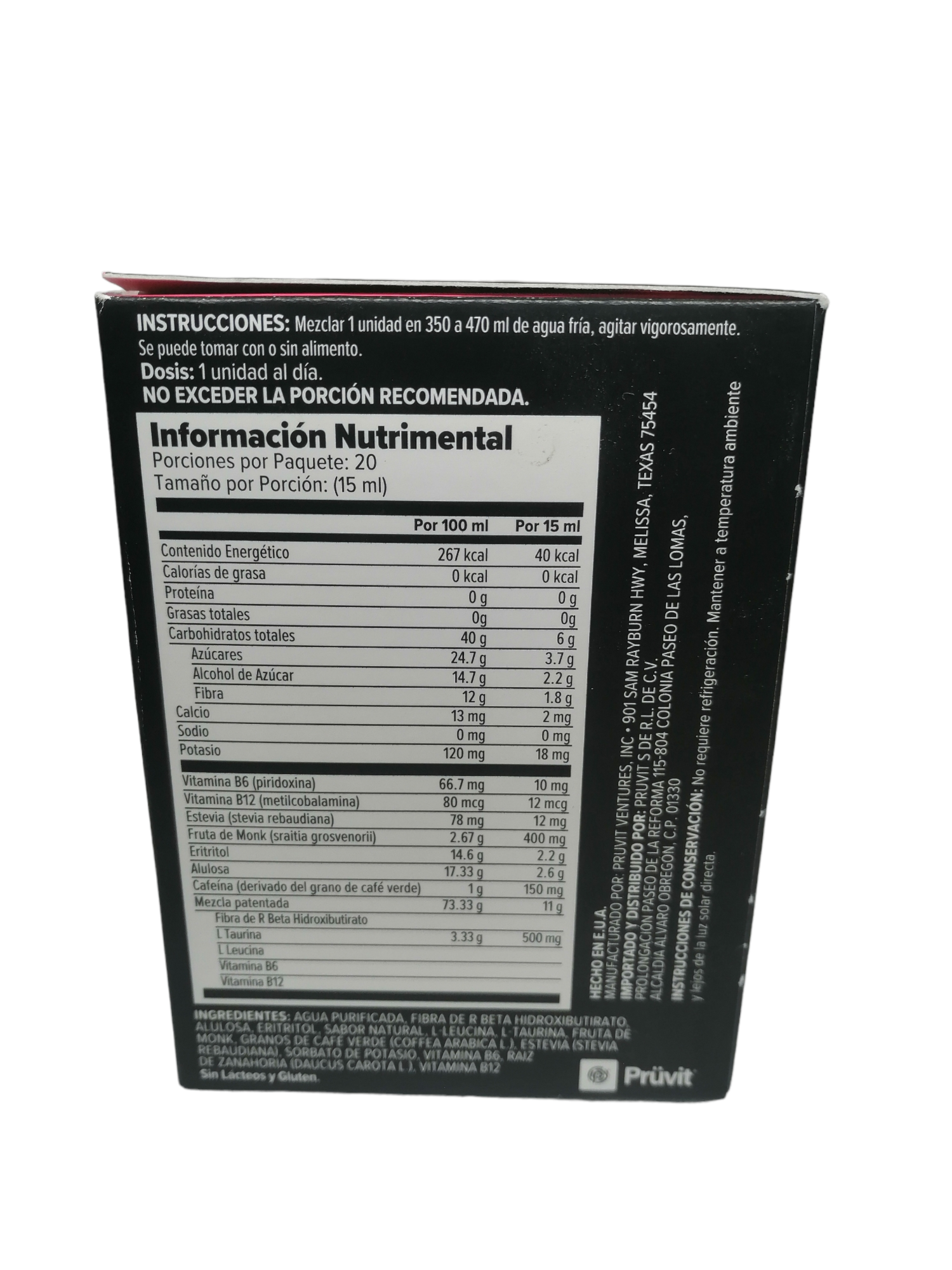 Caja de 20 Cetonas Exógenas KETO//os Con cafeína, Sabor dulce agrío.