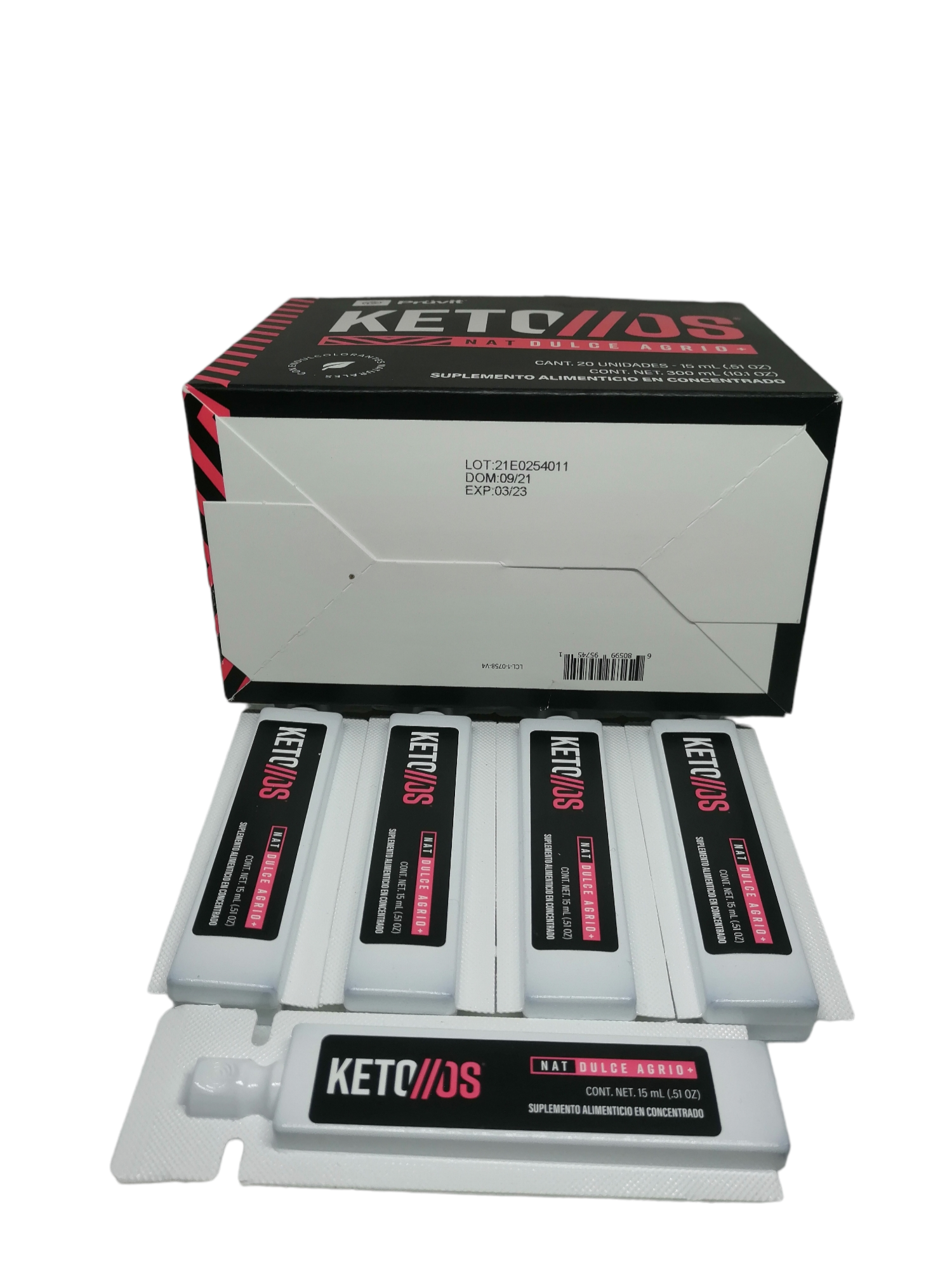 Pack de 5 Cetonas Exógenas KETO//os Con cafeína, Sabor dulce agrío.