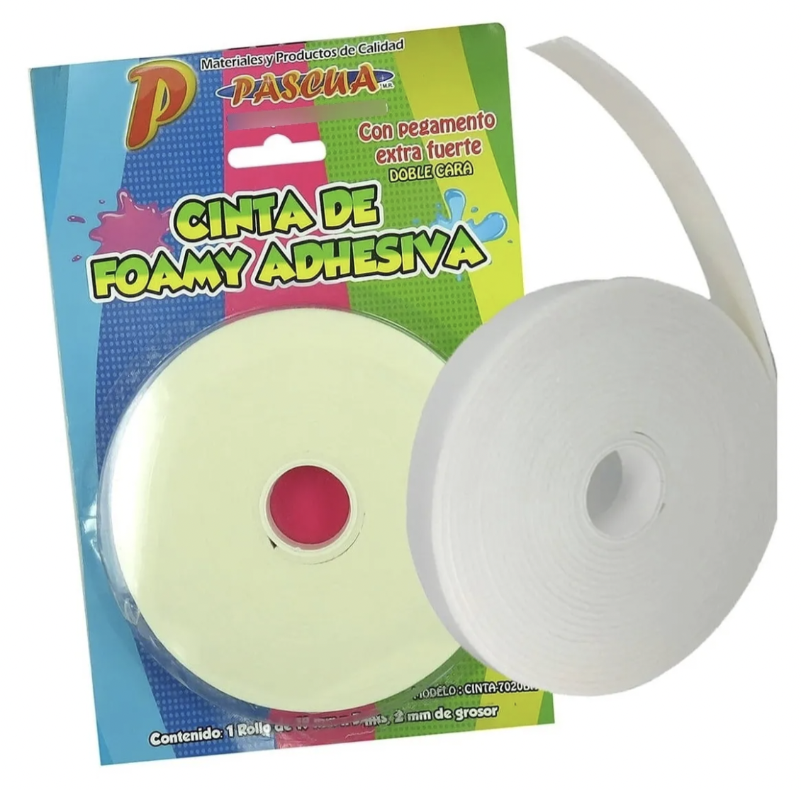 Cinta De Foamy Adhesiva Doble Cara 1.9cm X 5mts X 2mm