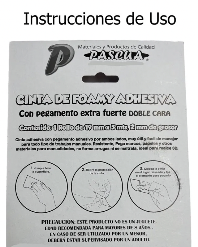 Cinta De Foamy Adhesiva Doble Cara 1.9cm X 5mts X 2mm