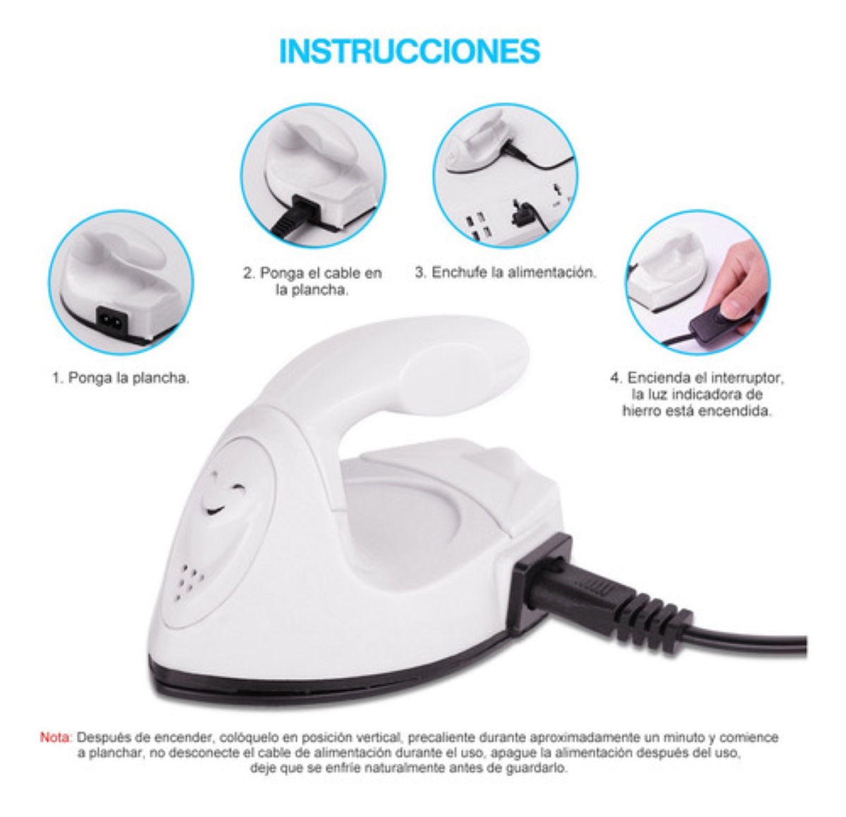 Mini Plancha para Ropa y Calcomanias Blanco 