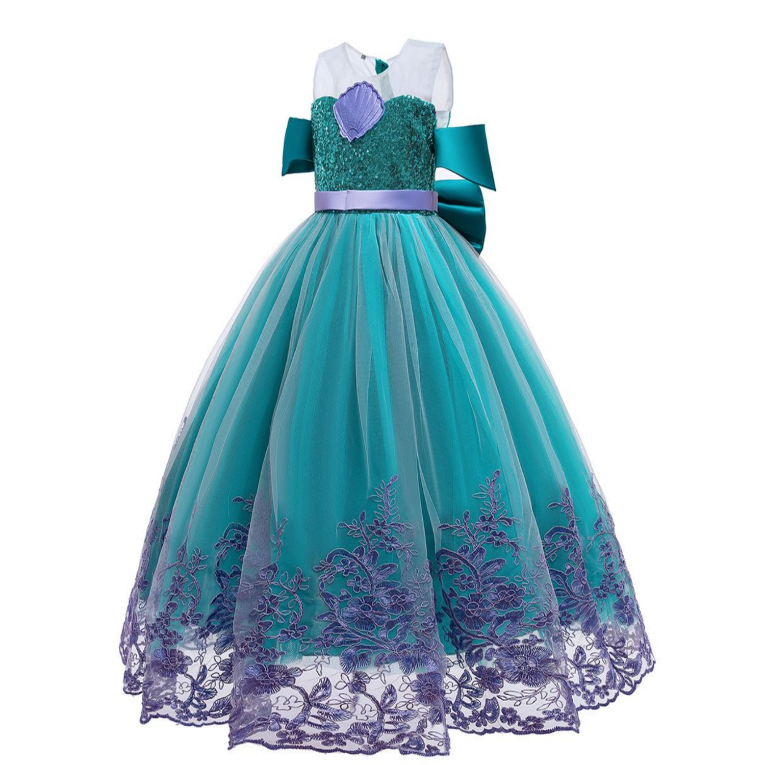 Vestidos para Niña Princesa Ariel Disfraz de Sirena Con Diadema