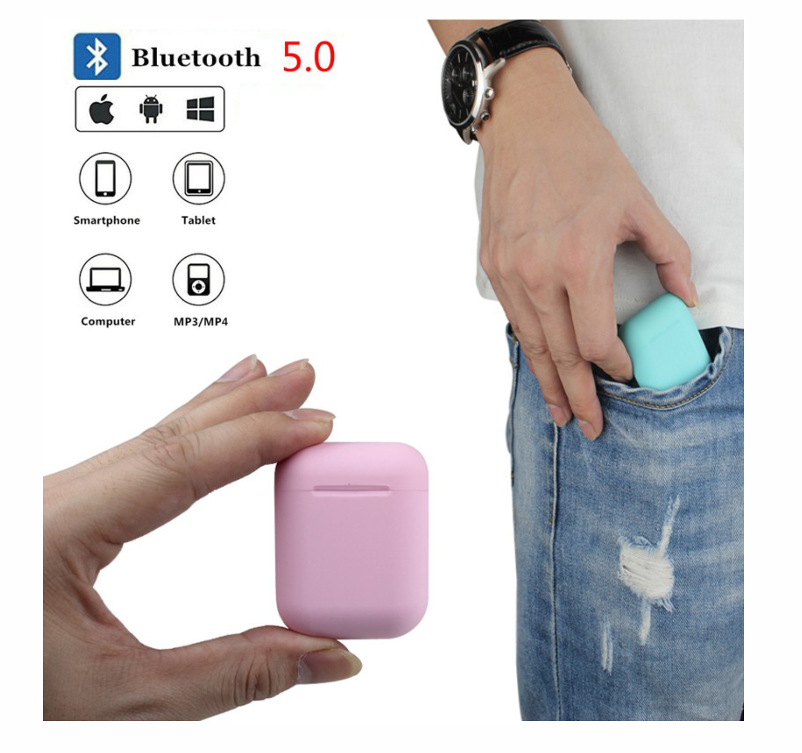 Audifonos airpods 1:1 bluetooth 5.0 manos libres estuche cargador touch inalambricos i12 mejor calidad de audio