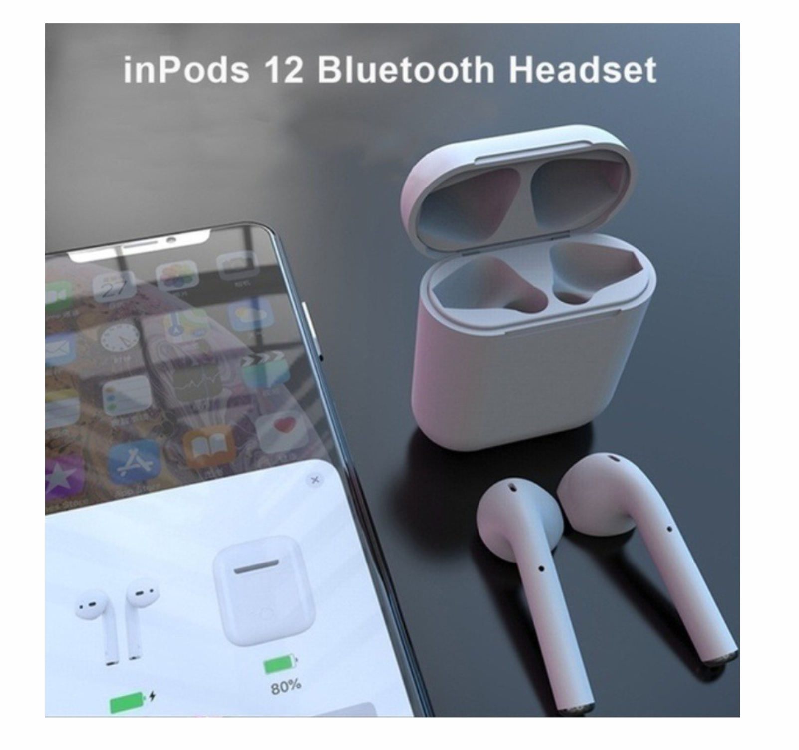 Audifonos airpods 1:1 bluetooth 5.0 manos libres estuche cargador touch inalambricos i12 mejor calidad de audio