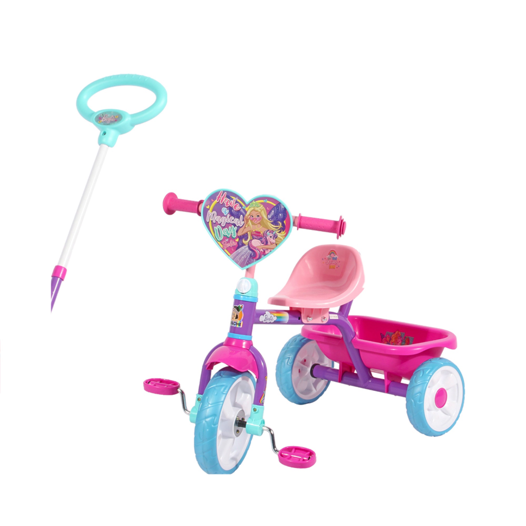 Apache Triciclo Barbie con cajuela y barra de empuje